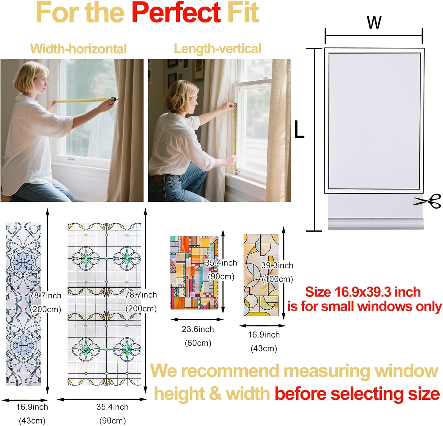 3D Stained Glass Window Privacy Film, Heat Control UV Blocking Static Cling Decorative Window Film for Bathroom,Front Door,Home Non Adhesive,23.6 x 35.4 inches Autumn Reverie