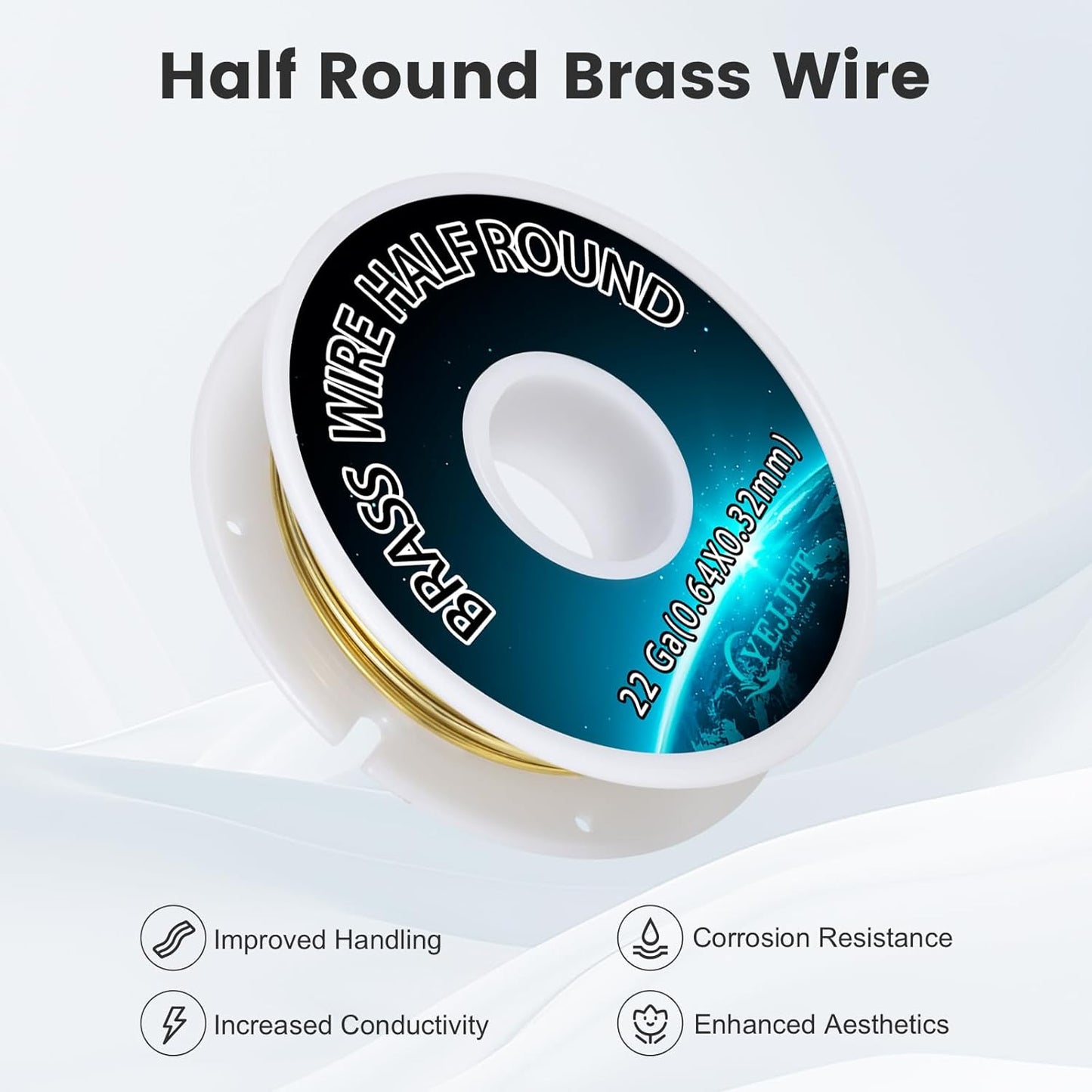 Delicate 22 Gauge Brass Wire Half Round 0.64x0.32mm - 1.3 oz 75 Feet for Beading, Filigree, Miniature Crafts
