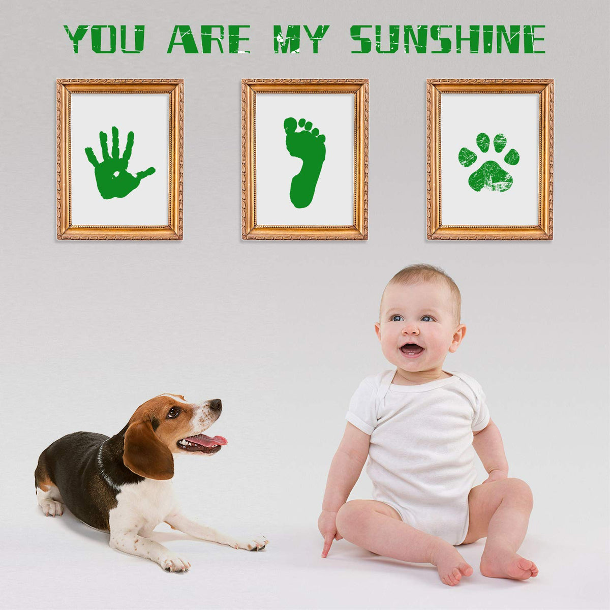 Ink Pad, 5x4'' Washable Non-Toxic Ink Stamp Pad for Baby Footprint Handprint, Green
