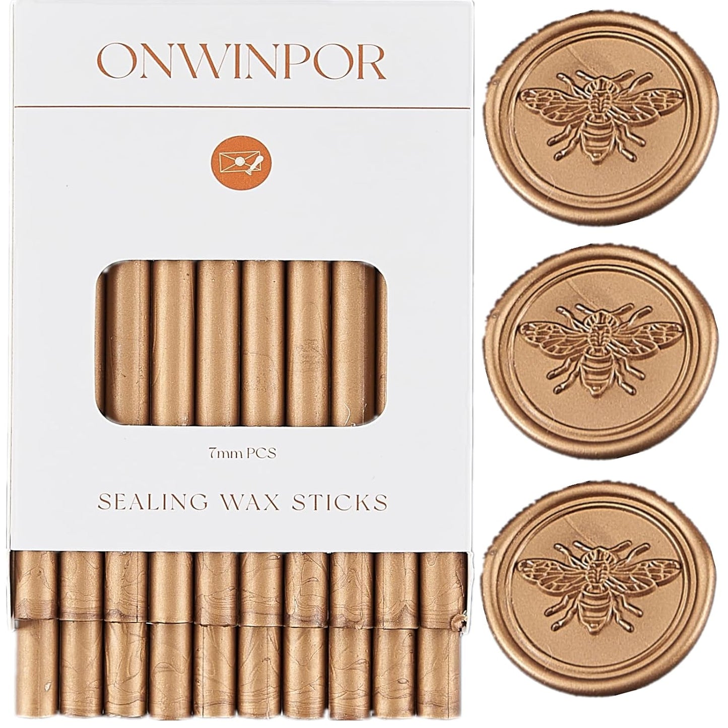 20pcs Bronze Wax Sealing Sticks, Antique Gold, for 0.28'' Glue Gun, Wax Seal Stamp, Wedding Invitations, Envelopes, Christmas Gifts