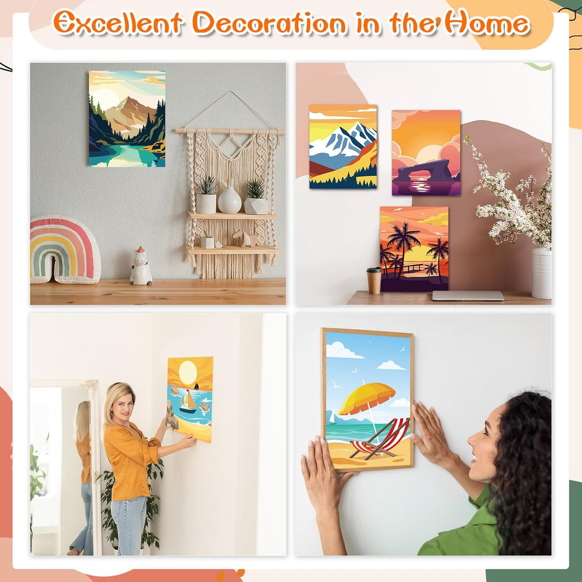 Zhanmai 12 Pack Pre Drawn Canvas for Painting Sip and Paint Kit 8" x 10" Paint Party Set Canvas Painting Pre Printed Canvases for Party Favor DIY Virtual Adult's Date Night(Landscape)