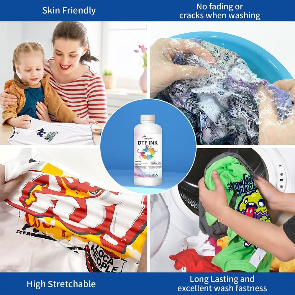 DTF Ink White 500ml - Premium Heat Transfer Ink Conversion Kit Refill for I3200, XP600, R1390,L1800, ET2800 ET8500 R2400, L800, 1430, P400, P800, XP-15000 All DTF Printers,for DTF Film