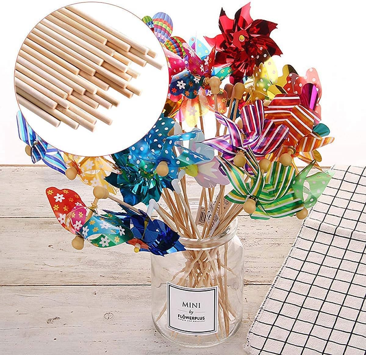 HOPELF 100PCS Dowel Rods - 1/4 x 12 Inch Bamboo Sticks - for Crafts, Cake Dowels and DIYers