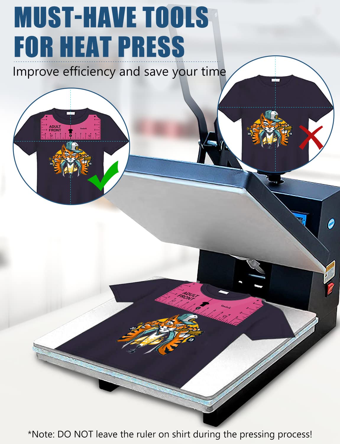 Vowlove Tshirt Ruler Guide for Vinyl Alignment: T Shirt Rulers to Center Designs, Tee Shirt Alignment Tools for Heat Press, Sewing Accessories HTV Heat Transfer Vinyl, V-Neck Front Back Measurement