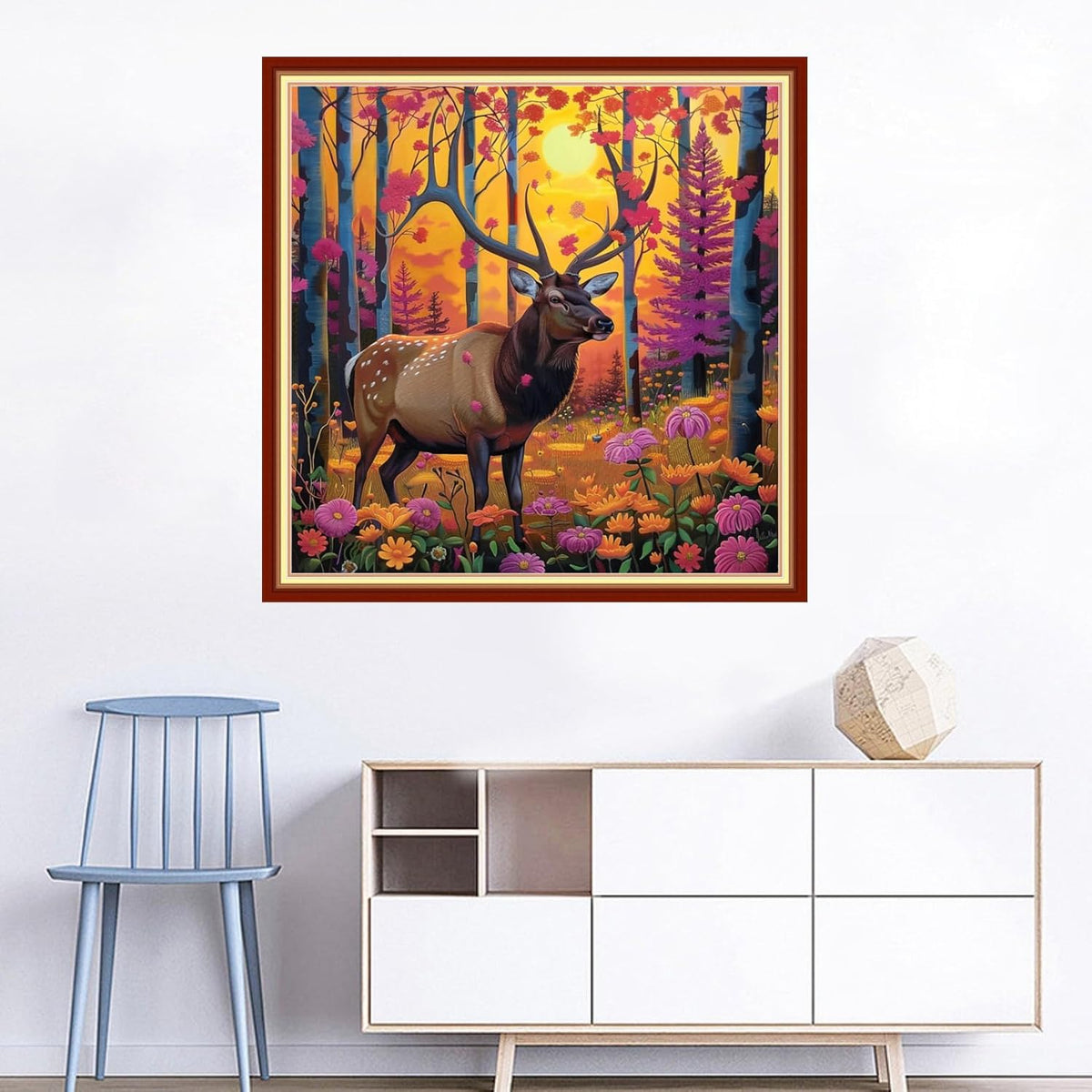 Joyhoor Cross Stitch Kits for Beginners Stamped Cross-Stitch Supplies Needlework preprint Embroidery Kits for Adults DIY Needlepoint Kits Embroidery Patterns 11CT-Deer Landscape 18x18 inchs