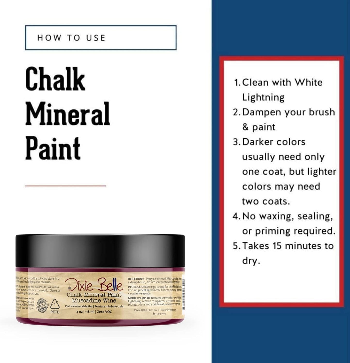 Dixie Belle Paint Company Chalk Finish Furniture Paint - Muscadine Wine (4oz) - Matte Red Wine Chic Chalk Mineral DIY Furniture Paint