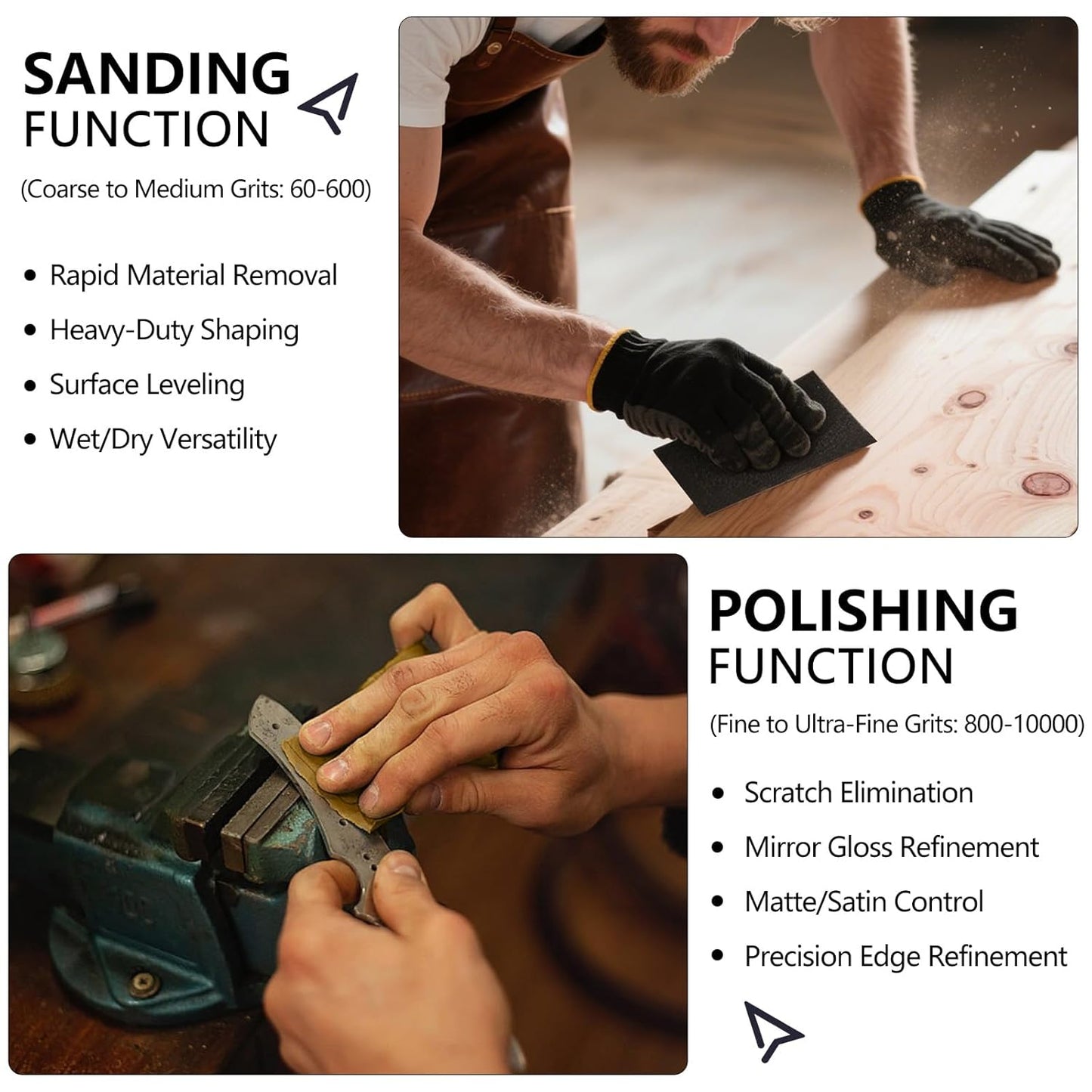 1000 Grit Sandpaper, 9 x 11 Inch Wet Dry Sand Paper Hand Abrasive Sanding Sheets for Wood Metal Automotive Sanding and Polishing, Fine - 10 Sheets