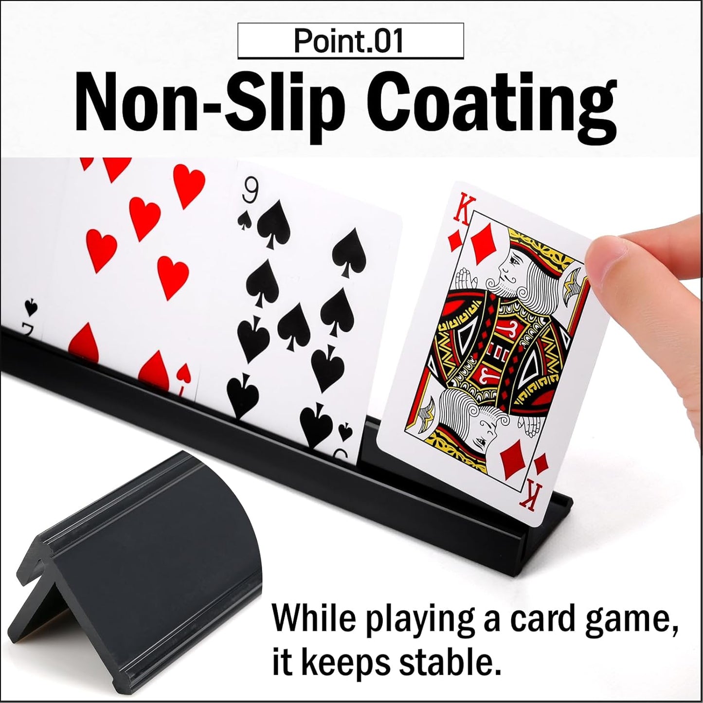 Lightweight Non-Slip Card Holder Stand – Set of 2, 13.4 Inches – Made in Japan for Card Games and TCG, Anti-Skid Base (2 Pack-Black)