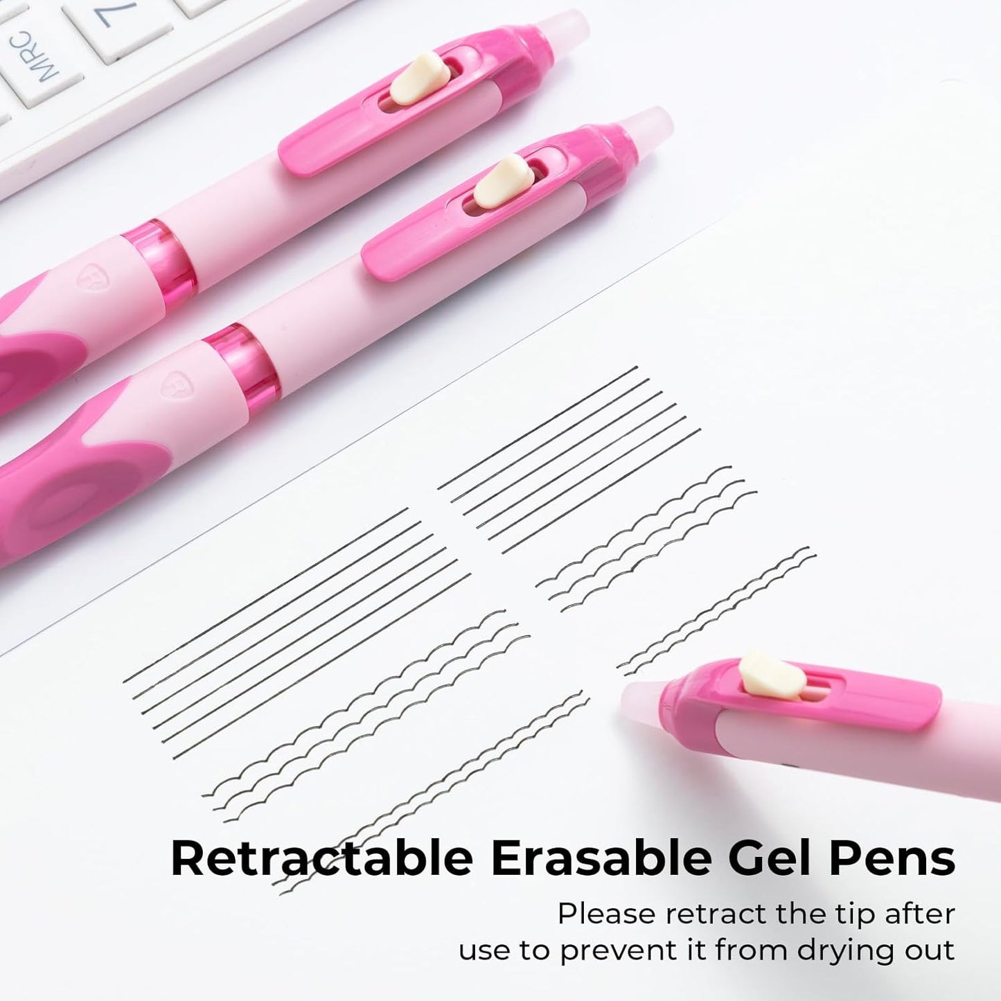 M&G 6 PCS Retractable Erasable Gel Pens, 0.5mm Black Ink Gel Pen, Fine Point Erasable Pen Make Mistakes Disappear, Premium Comfort Grip Note Taking and Crossword Puzzles