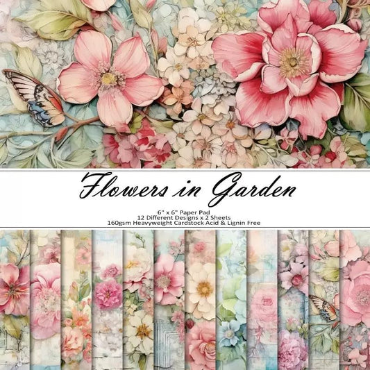 Vintage Floral Scrapbook Paper Pad Color Patterned Paper 6×6,24 Sheets Single-Sided Flower Scrapbooking CardStock Papers Pad for Holiday Cardmaking DIY Origami Journaling.