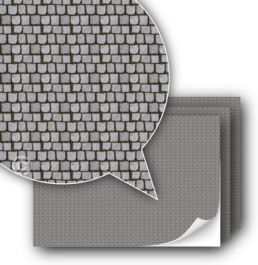 3 Sheets Self-Adhesive Decorative Film Paving Stones and Surfaces for Model Making in Scale 1:87 Scale H0 (UK: 3.5 mm Scale) (Cobblestone)