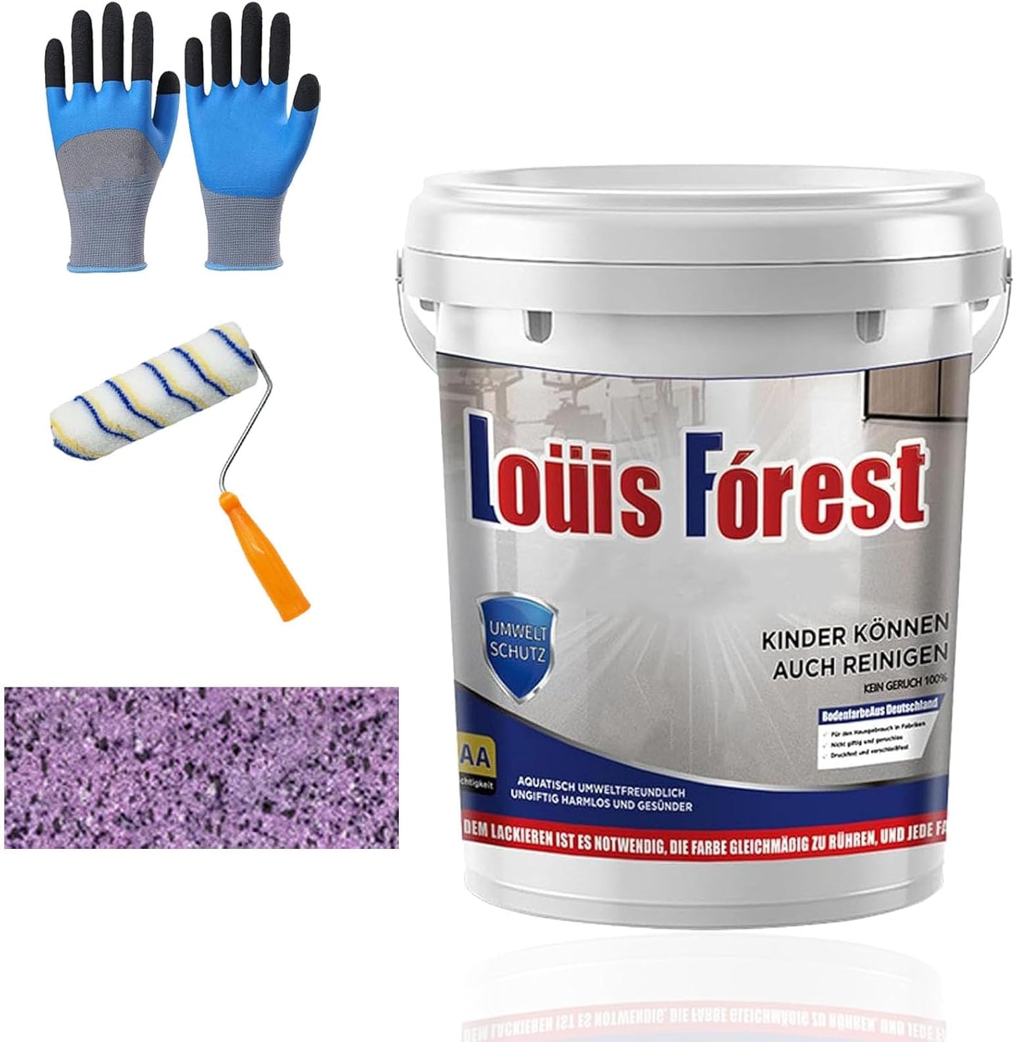 Louis Forest Epoxy Floor Paint, High-Gloss Marble Effect Coating, Epoxy Colored Sand Floor Paint, Wear-Resistant and Non-Slip for Indoor Outdoor (0.5KG-Purple)