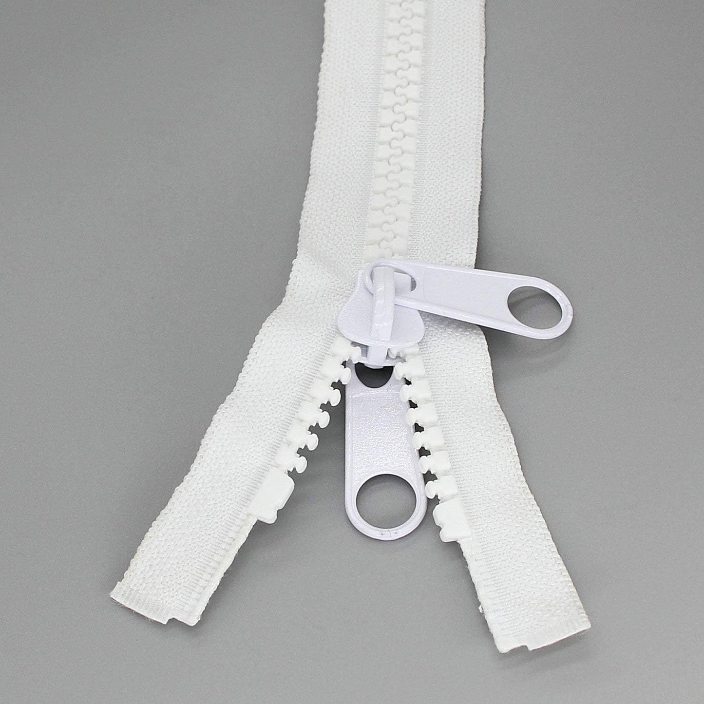 Leekayer 2PCS #10 30 Inch Heavy Duty Zippers for Sewing Separating Large Plastic Zippers White Tape with Double Pull Tab Slider, Sleeping Bag, Boat, Canvas, Cover, Trampoline, Dog Bed,Tent (30" 2pcs)