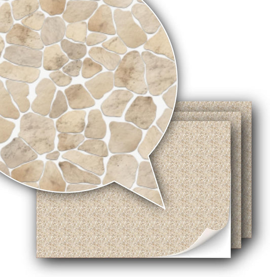 3 Sheets Self-Adhesive Decorative Film Paving Stones and Surfaces for Model Making in Scale 1:87 Scale H0 (UK: 3.5 mm Scale) (Sandstone Mosaic)