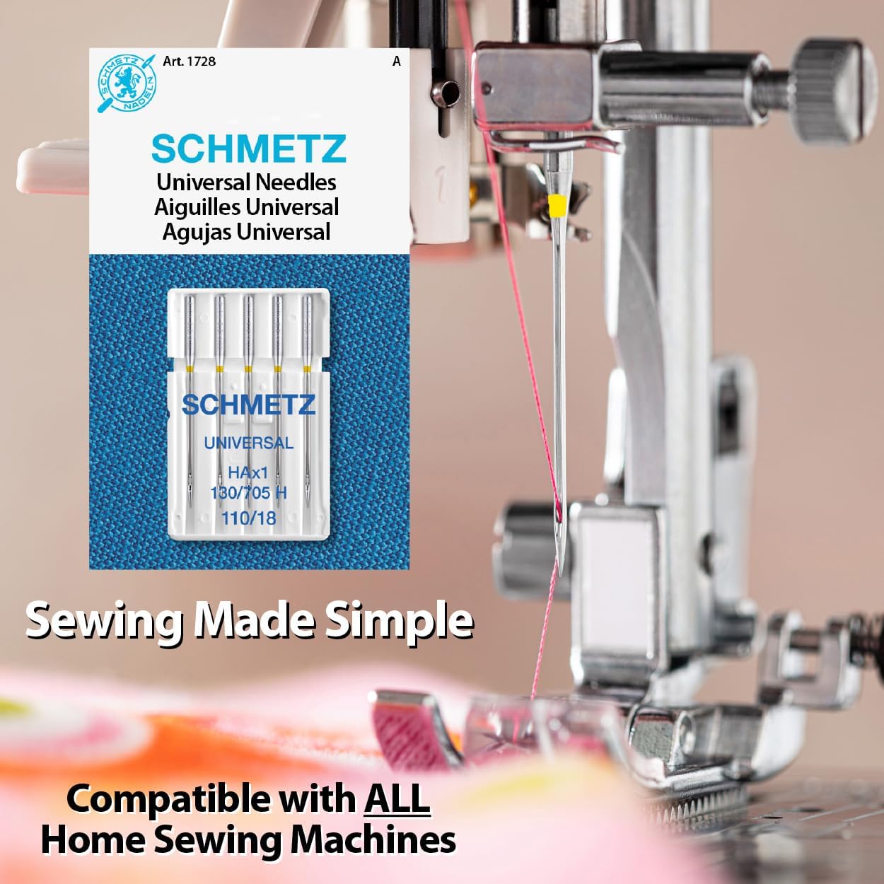 SCHMETZ Universal Sewing Machine Needles - Supplies, Size 110/18, Box of 100