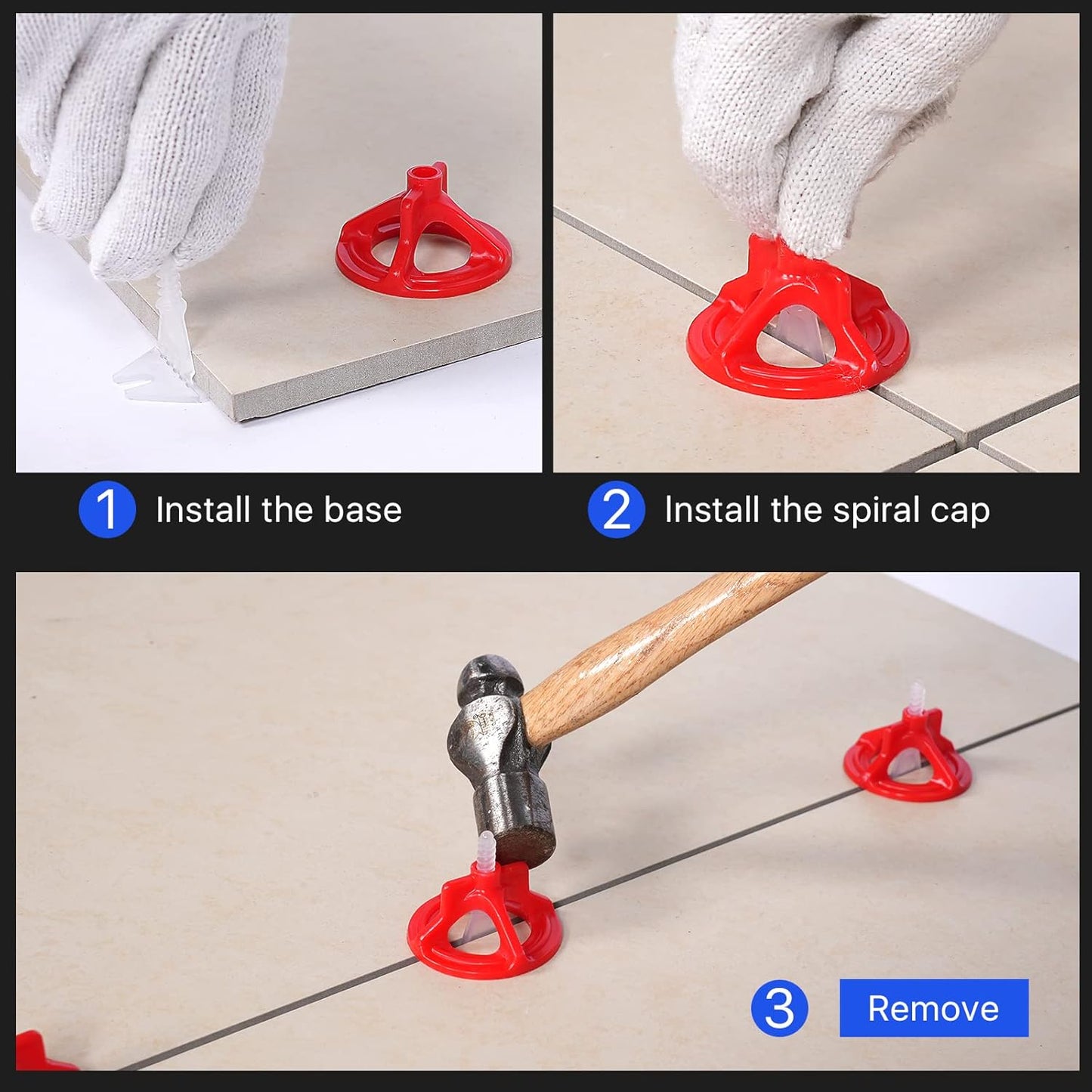 Professional Tile Leveling System Kit，Anti-Loosening Spacers/Wall, Bathroom Tiling - 1/16" Precision Alignment & Grout Spacing Tools(500base, 1/16)