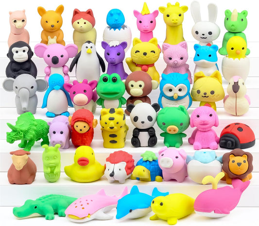 Animal Erasers for Kids, 45 Pcs Kids Pencil Erasers Bulk Puzzle Erasers for School Classroom Prizes