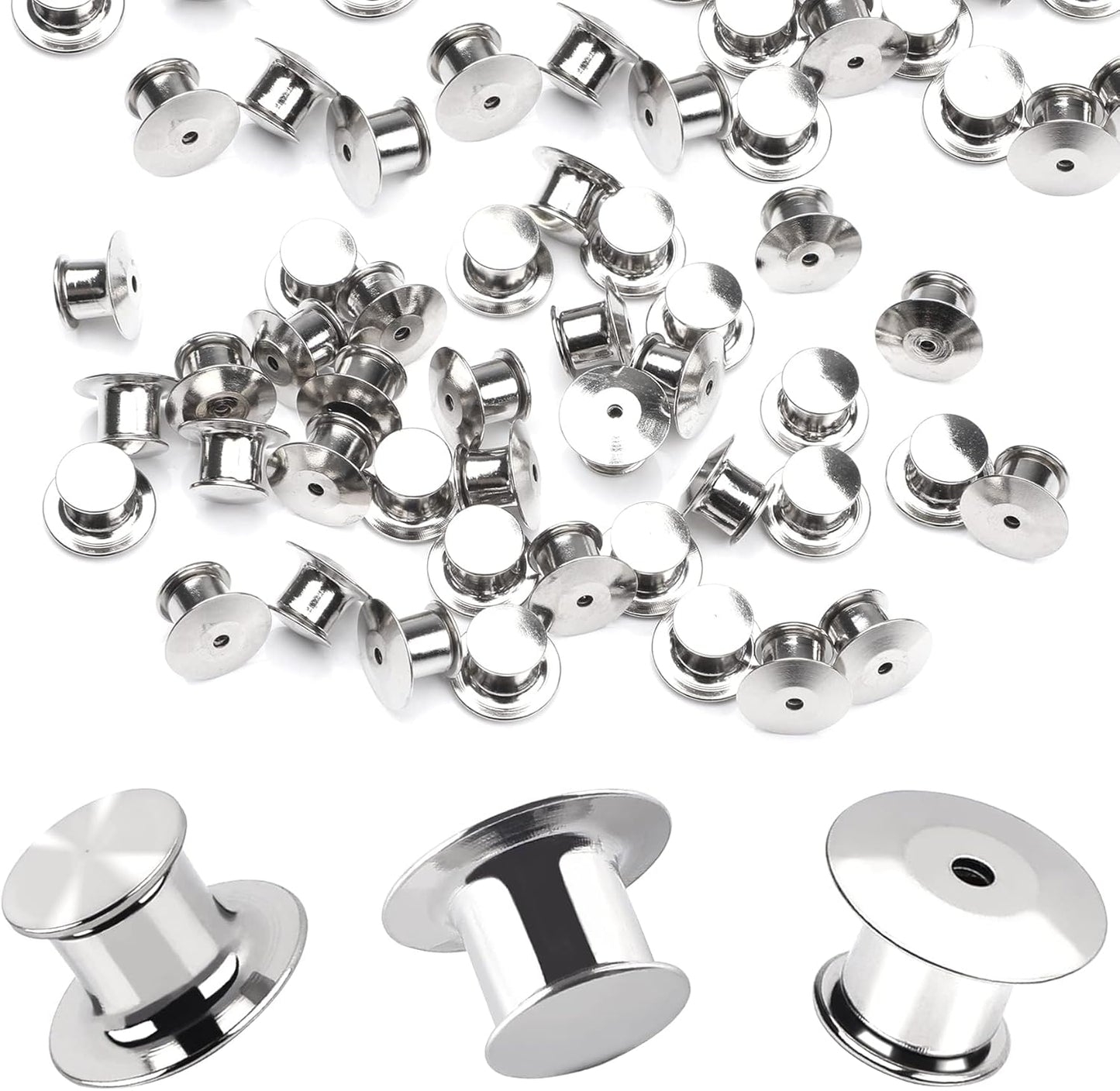 100 Pieces Metal Pin Backs Locking Pin Keepers Locking Clasp