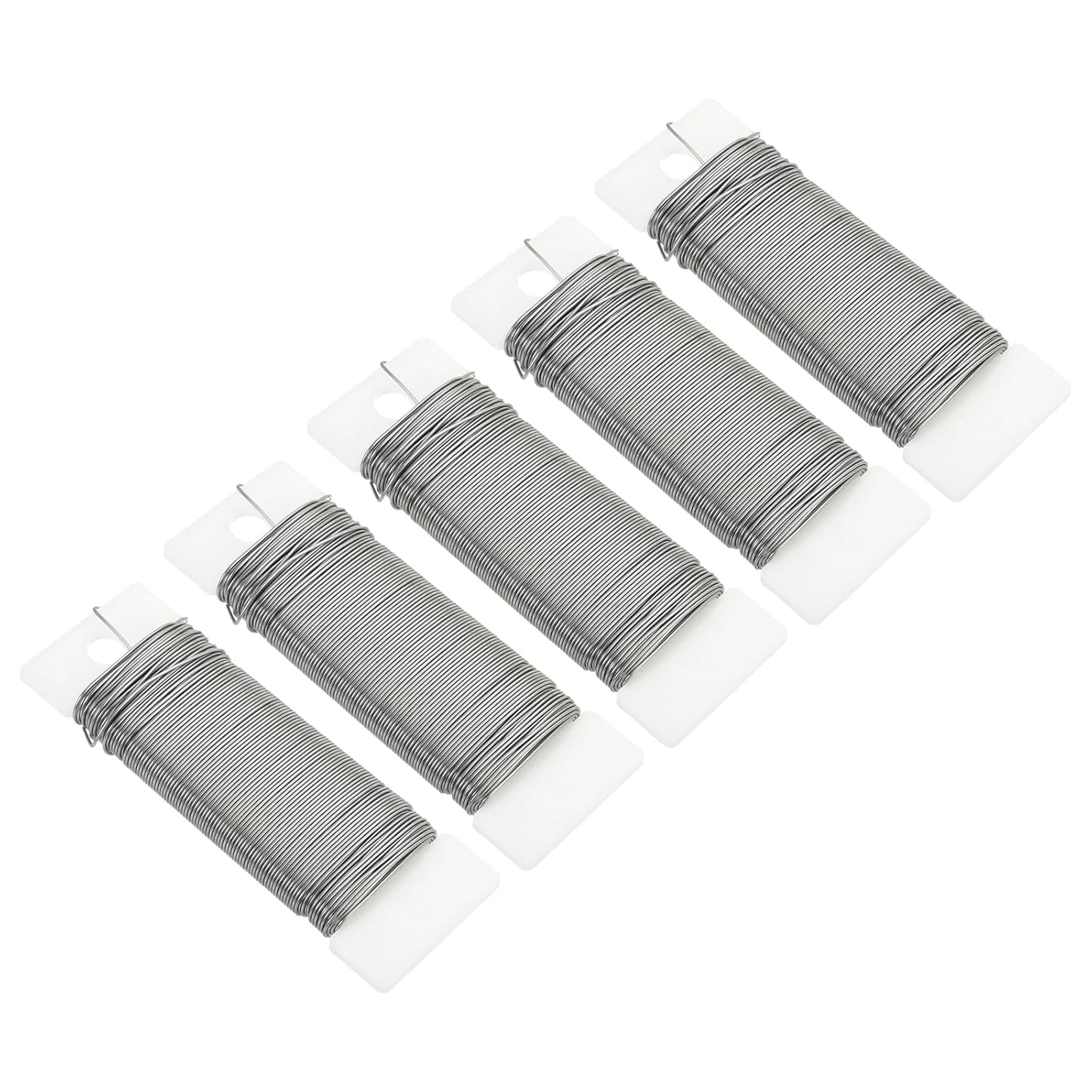 MECCANIXITY 190 Yards/575 Feet Metal Floral Wire 21 Gauge Silver Tone Flexible Paddle Thin Floral Wires for Craft, Christmas Wreath, Flower Arrangement, Wedding, Total 5 Roll