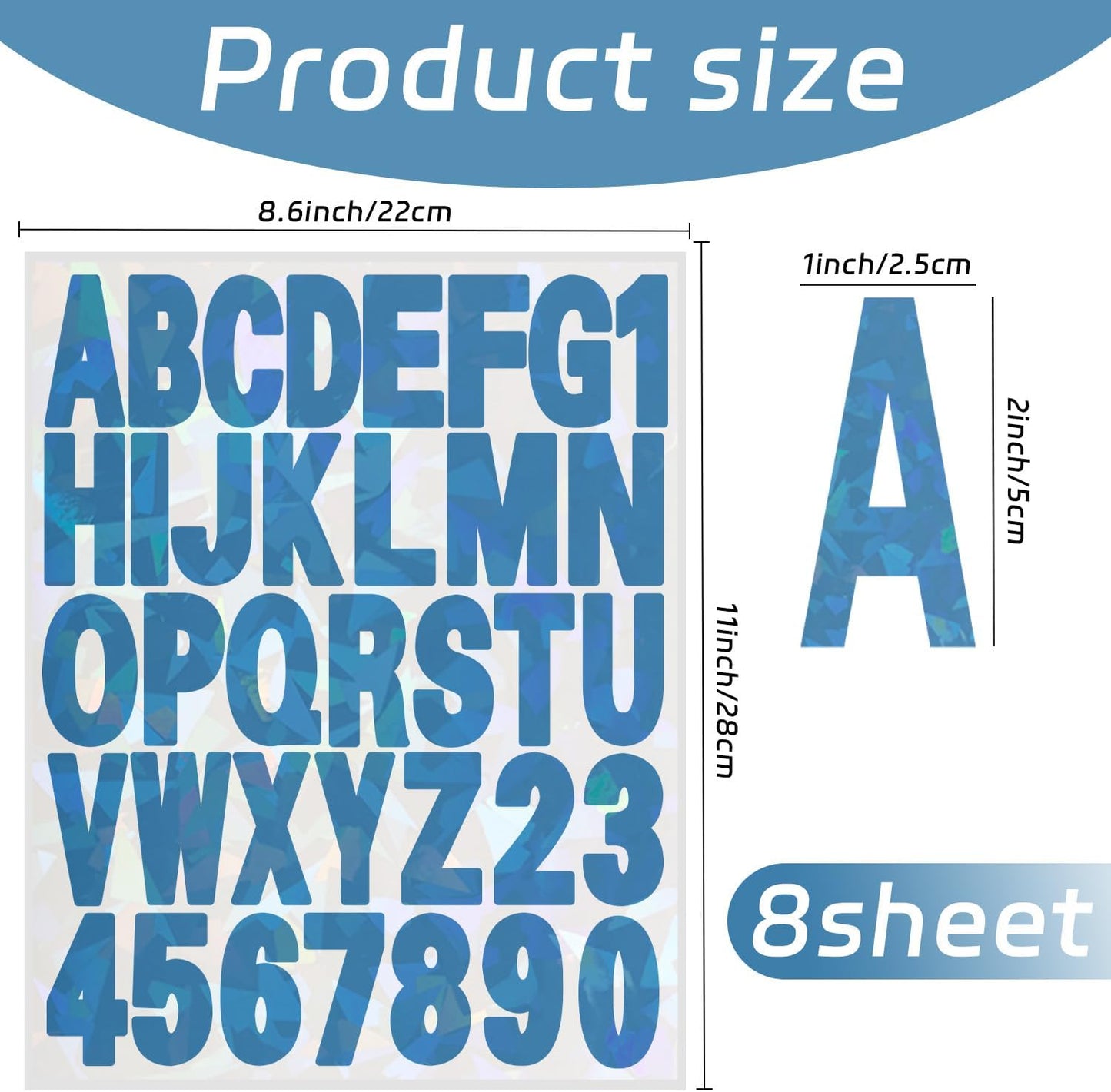 Starboling Letter Stickers,2 inch 8 Sheets Dark Blue Alphabet Sticker,Self Adhesive Vinyl Letter Stickers Mailbox Numbers,for Arts Crafts Outdoor Sign Poster Mailbox Sign Doors Mailboxes Car Truck