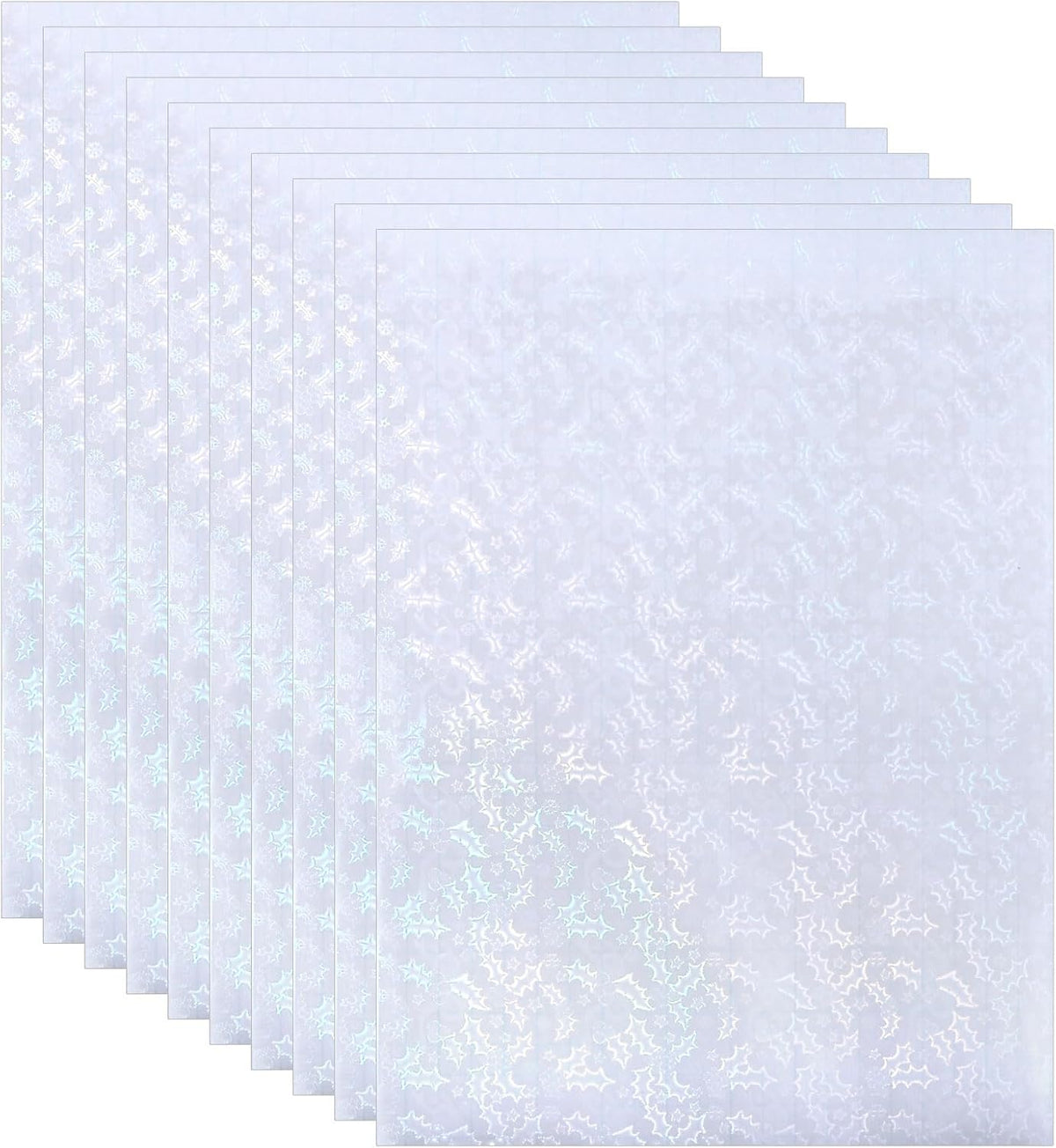 PATIKIL 11.7x8.3 Holographic Sticker Paper, 10Sheets A4 Polypropylene Self-Adhesive Transparent Waterproof Laminate Overlay Film for Photo Cards Scrapbook Decorations, Christmas Ribbon