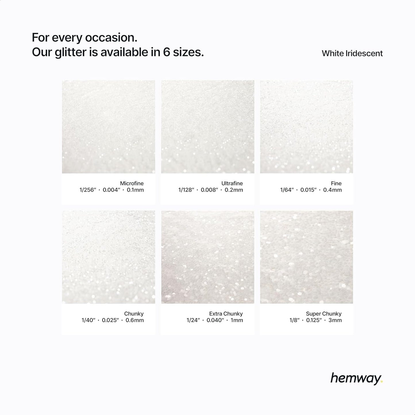 Hemway Polyurethane & Epoxy Resin Glitter 100g / 3.5oz Metallic Crystal Flake Additive for Flooring Jewelry Tumblers Glass Pigment - Fine (1/64" 0.015" 0.4mm) - White Iridescent