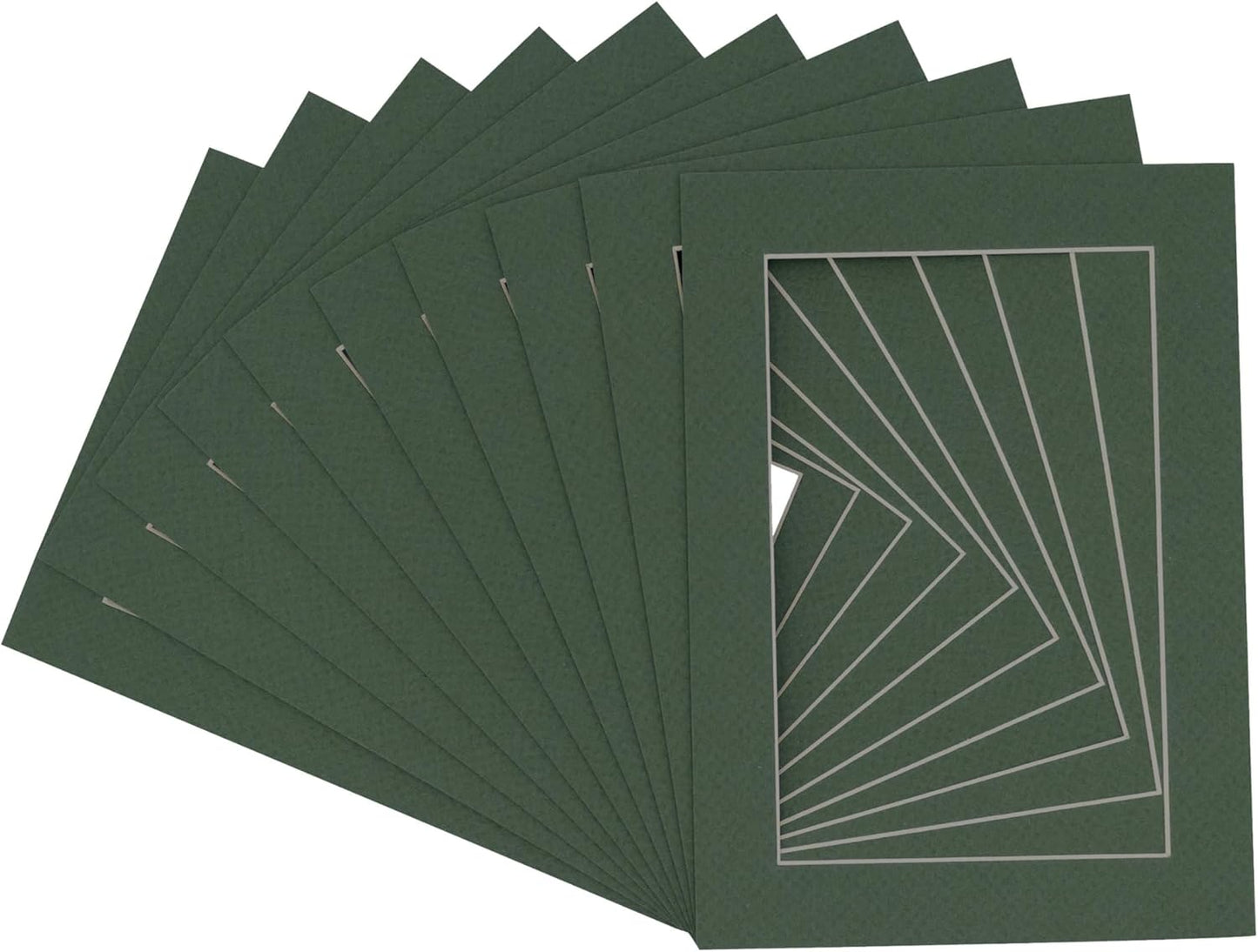 5x7 Mat for 8.5x11 Frame - Precut Mat Board Acid-Free Hunter Green 5x7 Photo Matte For a 8.5x11 Picture Frame, Premium Matboard for Family Photos, Show Kits, Art, Picture Framing, Pack of 100 Mats