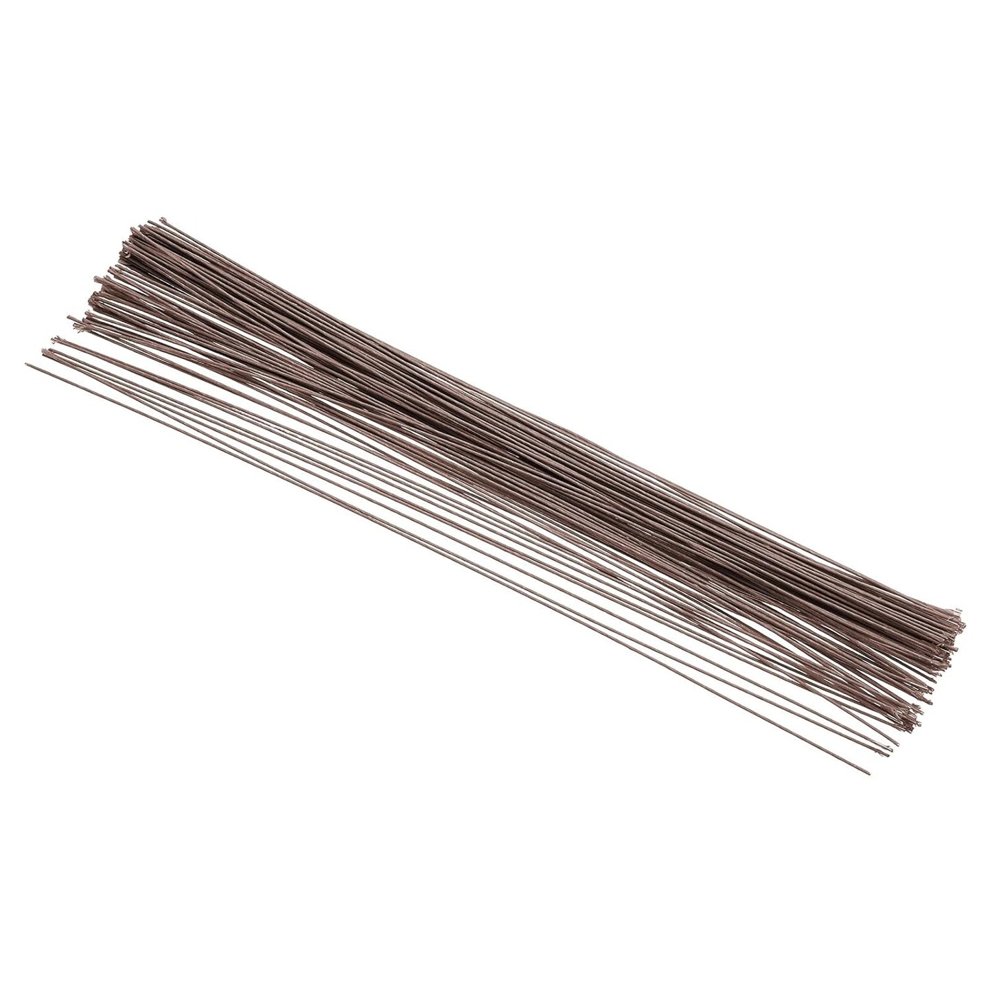 PATIKIL 18 Gauge 16" Floral Stem Wire, 100 Pcs Paper Wrapped Iron Artificial Flower Stem Accessories for DIY Bouquet Stem and Craft Decoration, Brown