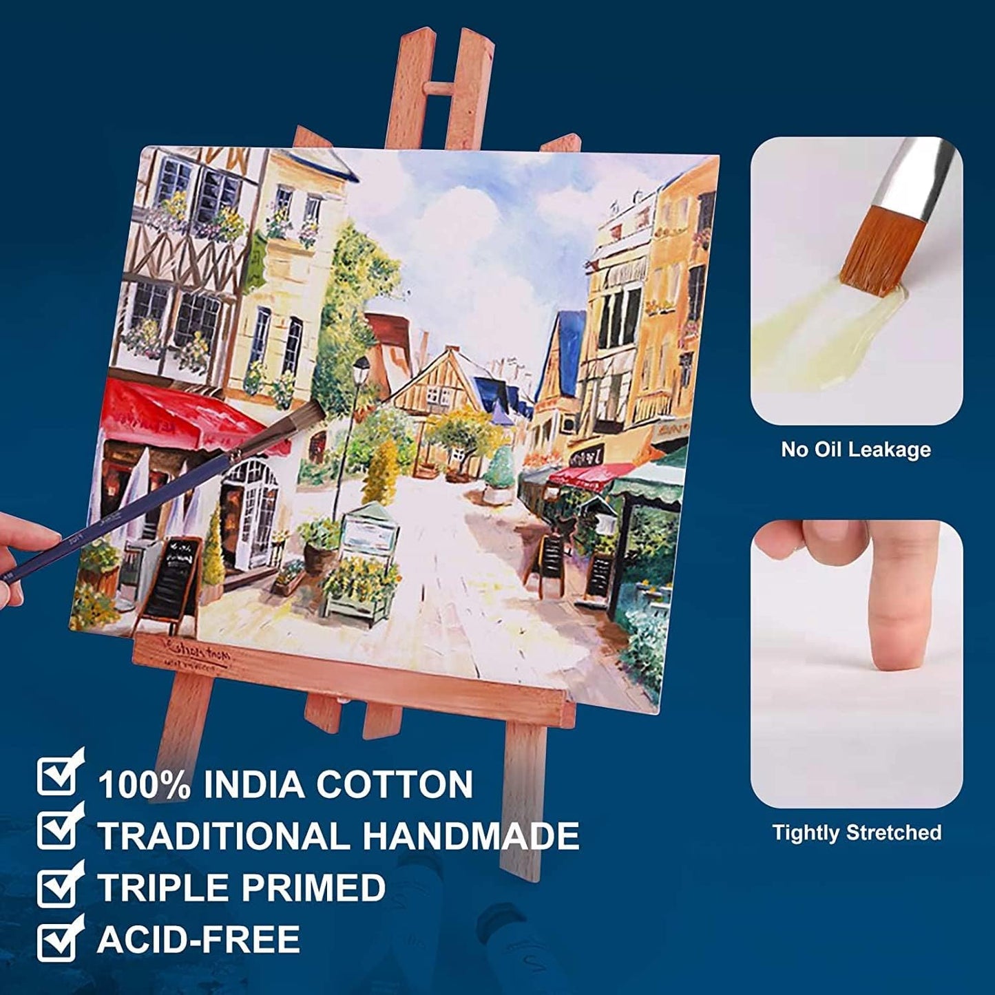 Gallery Wrapped Stretched Canvases for Painting 11x14 Inch 3-Pack, 16 oz Triple Primed Acid-Free 100% Cotton Blank Canvas, Rectangular Spline Canvas for Oil Paint Acrylics Pouring & Wet Art Media