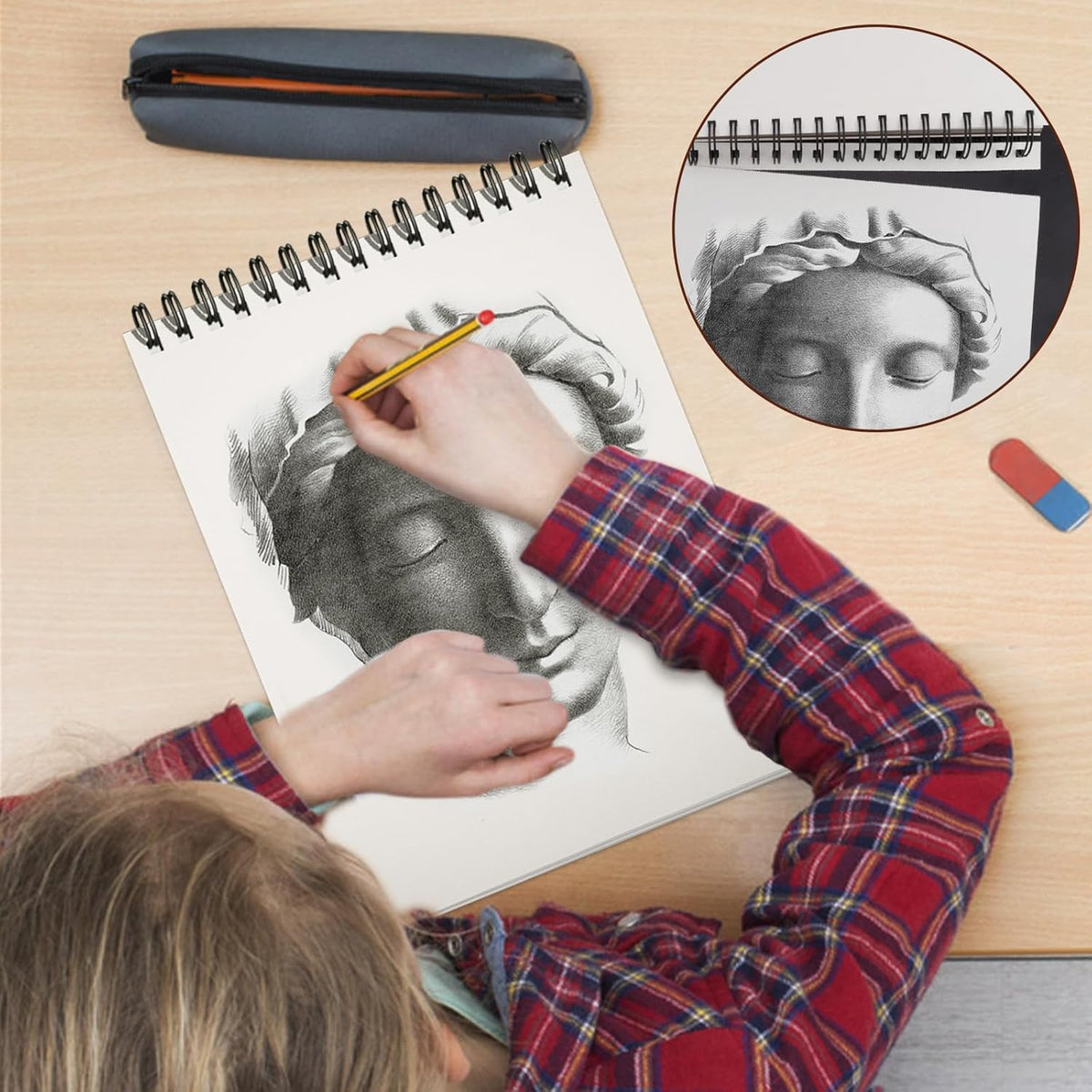 TKOOFN 5.5" x 8.5" Sketch Book, Pack of 5, 300 Sheet Top Spiral Bound Premium Sketchbook Drawing Pads(68lb/100gsm), Acid-Free Painting Paper for Adults Kids Artists Beginners
