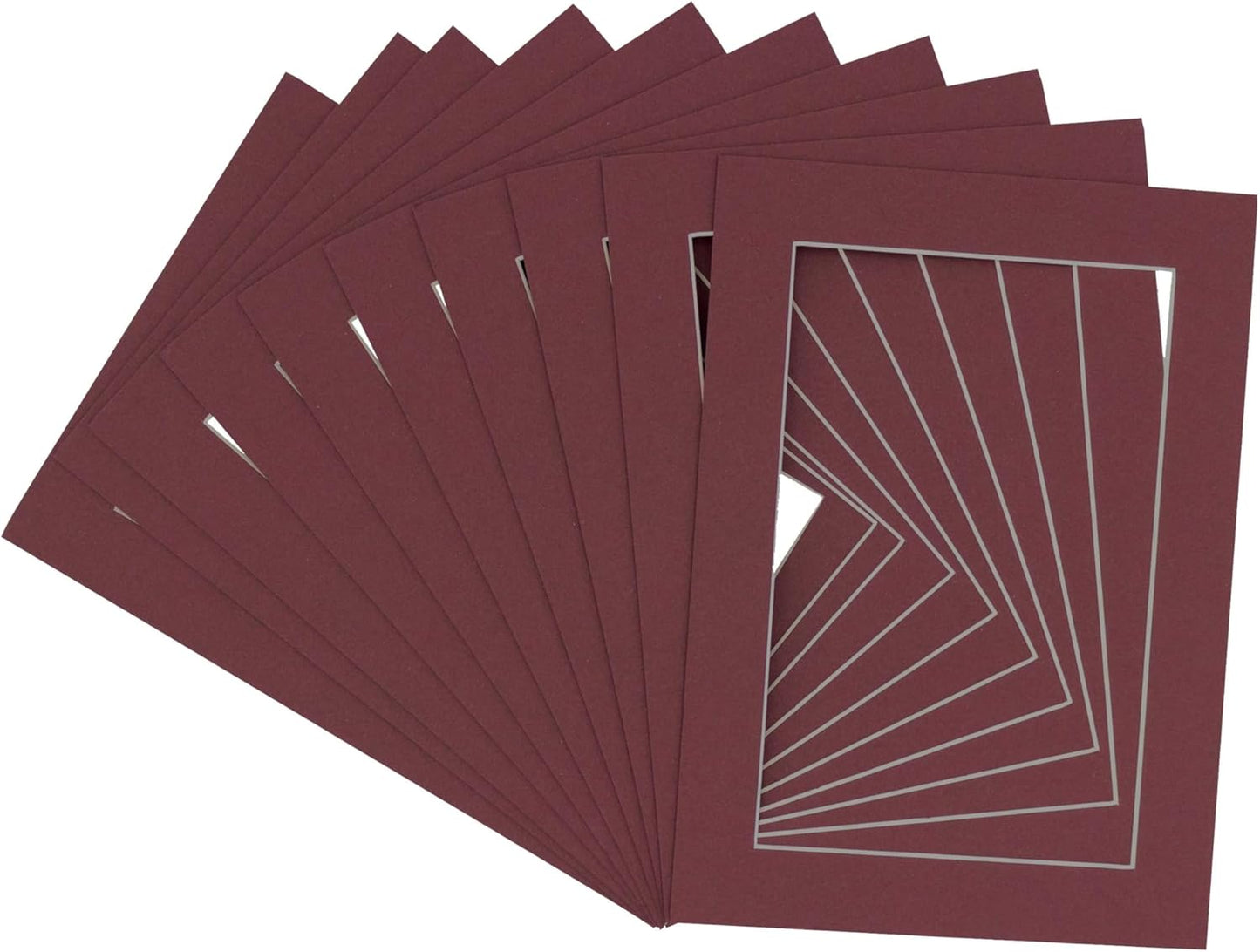11x14 Mat for 8.5x11 Photo - Precut Maroon Picture Matboard for Frames 11 x 14 Inches - Bevel Cut Matte to Display Art 8.5 x 11 Inches - Acid Free Pack of 10 MATS with Backing Boards & Clear Bags