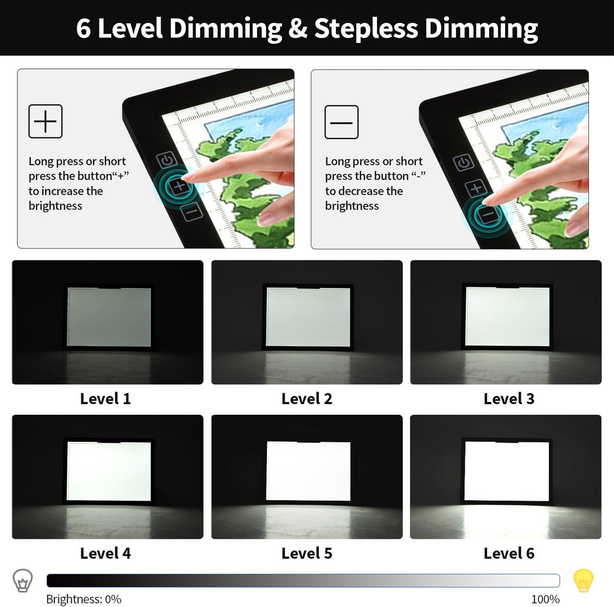 Zocelight Rechargeable A4 Light Box,led Light pad with Built-in Stand & Clip,6 Levels of Brightness Light Box for tracing,Diamond Painting.Light Table for Artists,Drawing,Sketching,Animation,X-ray