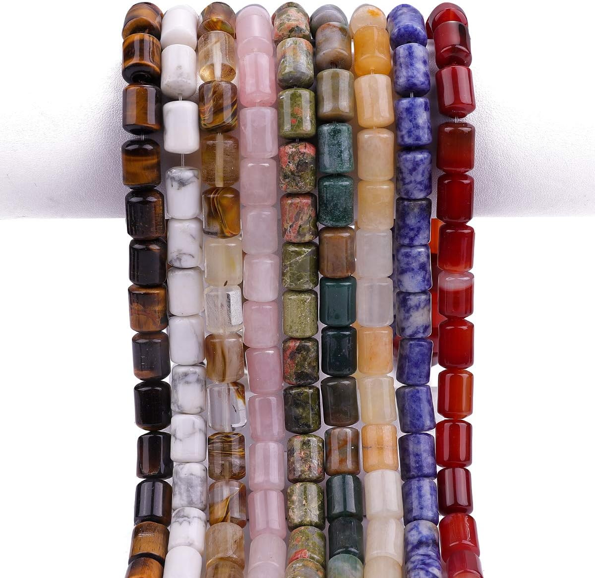 Natural Rose Quartz Crystal Cylinder Stone Loose Semi Gemstone Beads for Jewelry Making 10mmx14mm 38cm