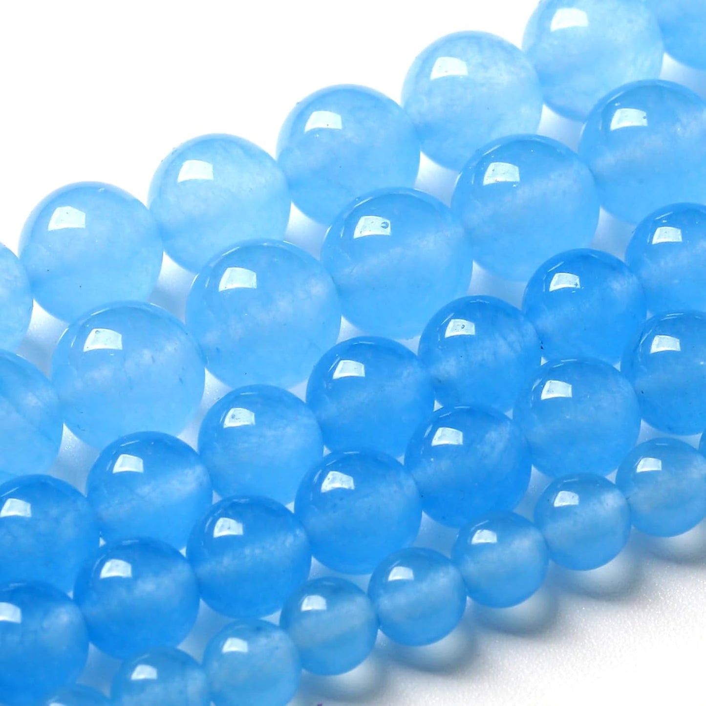 12MM Natural Stone Aquamarine Blue Chalcedony Beads Round Loose Beads for Jewelry Making Bracelet 32pcs 1 Strands 15"