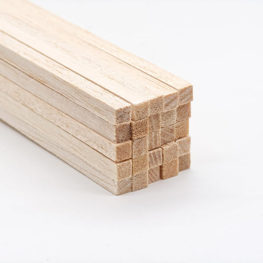 Premium 1/4" x 12" Balsa Wood Sticks 50pcs - Square Unfinished Lightweight for Architectural Models, DIY Crafts