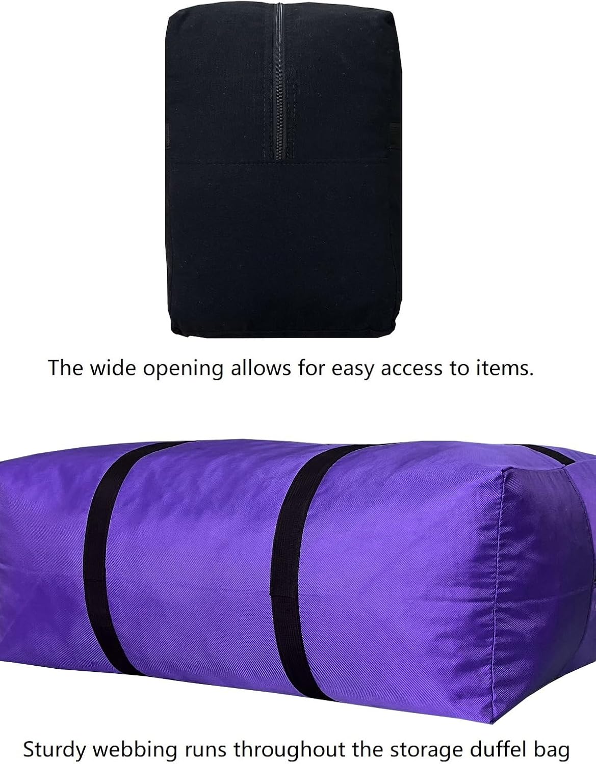 Extra Large Storage Duffle Bag for Travel, Big Foldable XXL Giant Duffle Bag for Traveling - Black