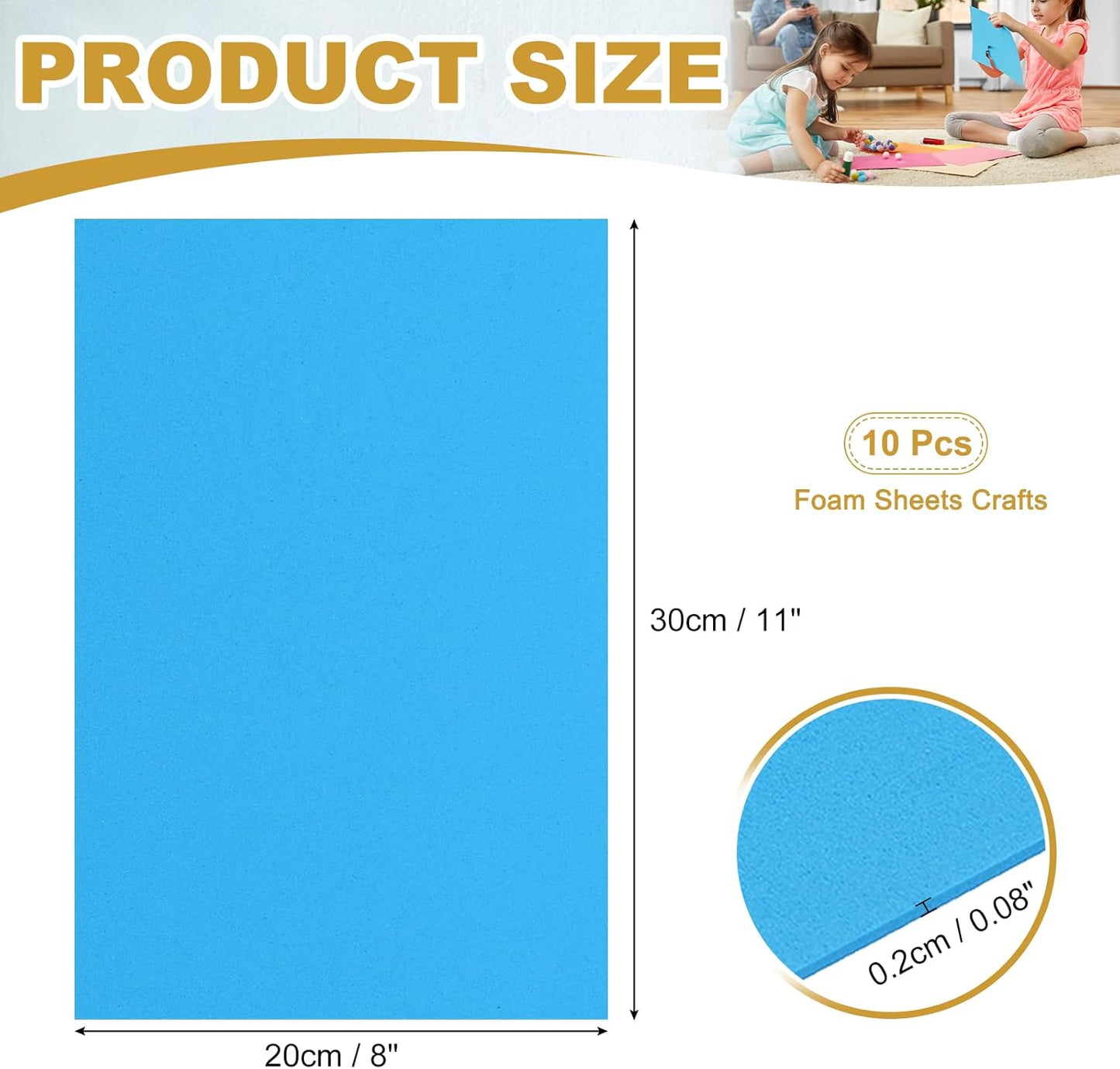 uxcell 10 Pcs Blue EVA A4 Foam Sheets Crafts, 12 x 8 Inch Foam Paper for DIY Crafts Project Classroom Scrapbook Art Cards Home Office Decoration (2mm Thick)