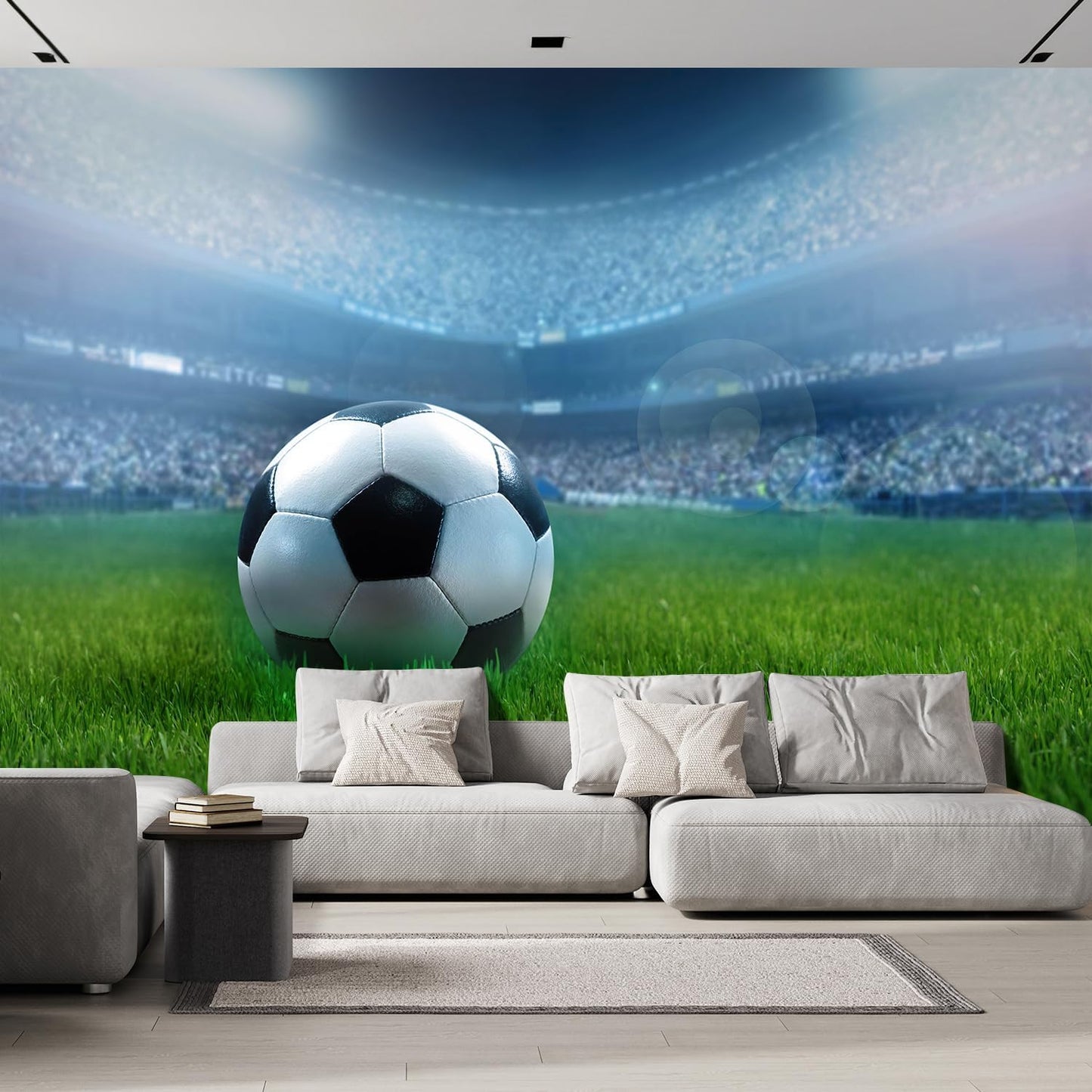 wall26 Close Up of a Football Ball on a Full Stadium Removable Wall Mural | Self-Adhesive Large Wallpaper - 96x144 inches