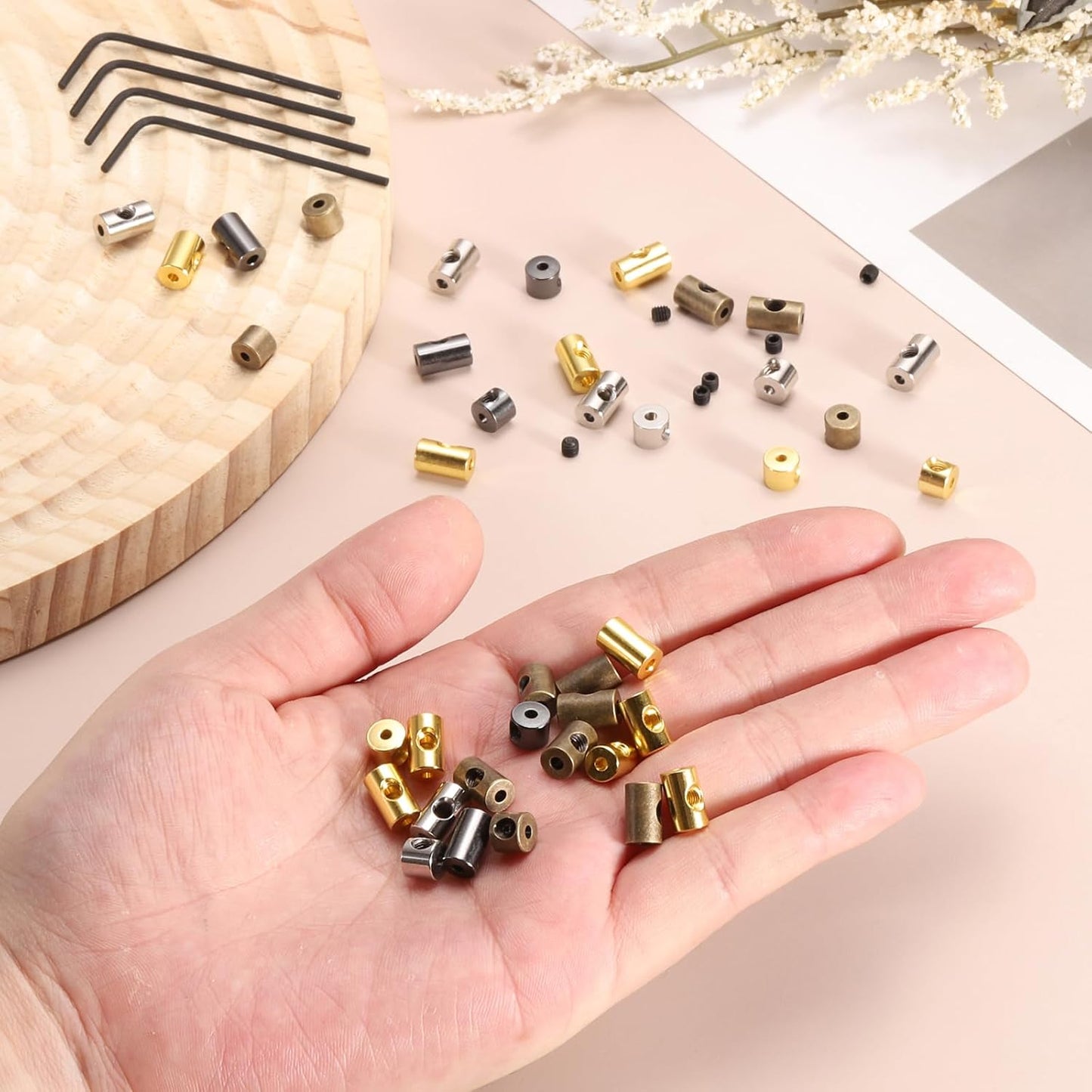 MECCANIXITY 30 Pcs Metal Locking Pin Backs, Locking Pin Keepers Locking Clasp 9mm(H) with 4 Wrench Replacement in Storage Case for Badge, Brooch, Black Tone