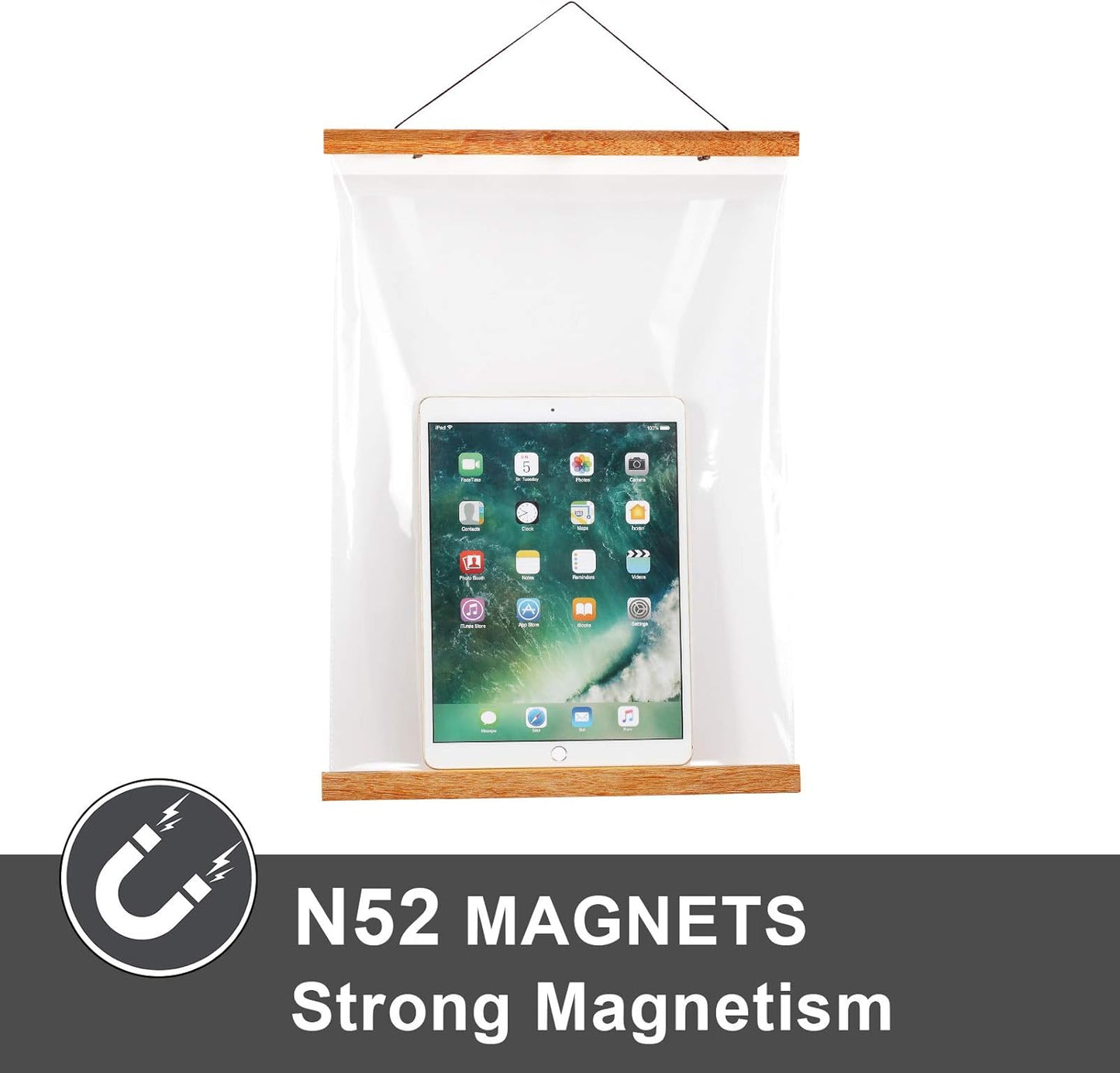 WITCOLOR Poster Hanger Frame, Teak Style 22 inch Wide Magnetic Frame for Wall Decor Art Painting, Magnet Poster Hanger for Photos, Pictures, Prints, Maps, Scrolls and Canvas Artwork