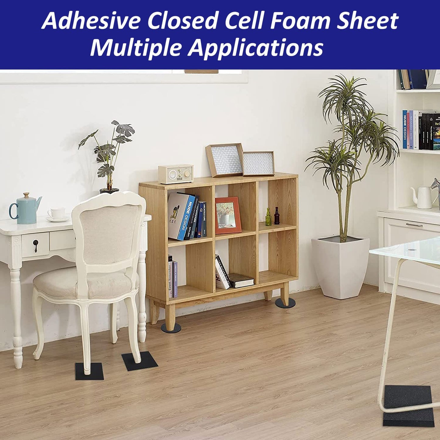 Foam Padding Sheets with Adhesive Backing - 1/8" Thick Self Stick Neoprene Insulation Foam,1/8 Inch Thick X 4 Inch Long X 4 Inch Wide - 8Pcs