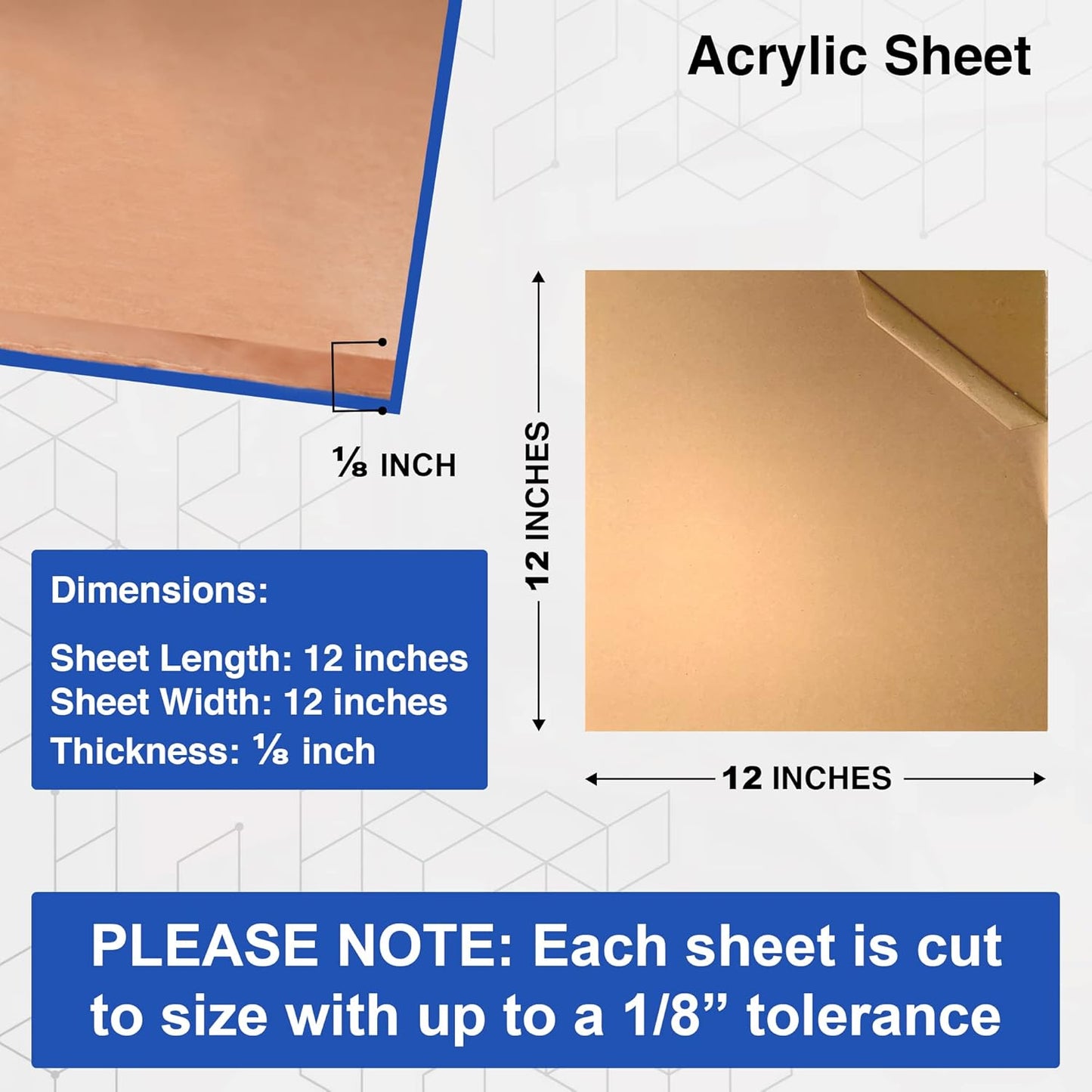 Duco USA-Made Clear Cast Acrylic Sheet 1/8 Inch Thick 12" x 12" - 2 Pack of Transparent Plexiglass Sheet - Lightweight Acrylic Board for Window Replacements, Displays, Signs, and More