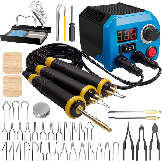 LH55-Z2-NS3 wood burning pen Wood Burning Tool Pen 200~750℃, Wood Burning kit with Digital Thermometer,3 pyrographic Wood Burning pens, 3 solid copper pen tips, 33 Wood Burning Pen Tips