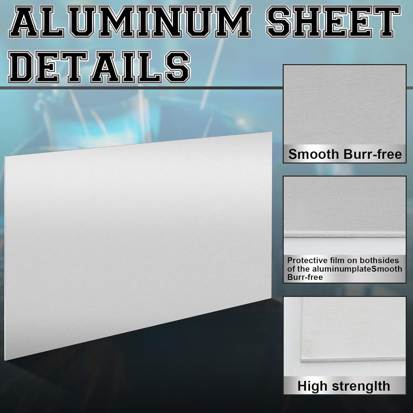 2 Pack 5052 Aluminum Sheet Metal 9" x 12" Aluminum Plate 1/8 (0.125'') Inch Thickness Rectangle Metal Panels for Industry Crafting Handcraft DIY Projects