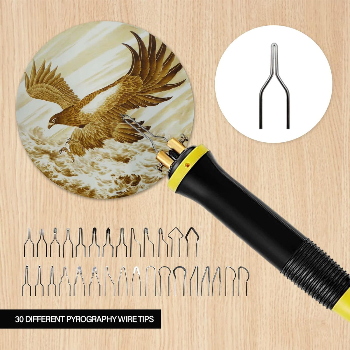 FIRElood Wood Burning Tool,Wood Burning kit Pen 25~750℃,Professional Wood Burning kit,with Digital Thermometer Temperature Adjustable Temperature,1 Wood Burning pens, 30 Wood Burning Pen Tips