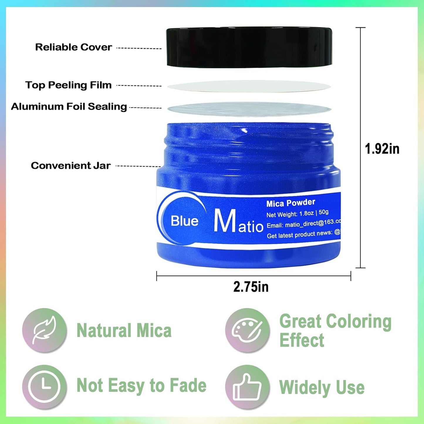 Matio Pearl White Mica Powder for Epoxy Resin, 1.8oz/ 50g Pearlescent Effect Mica Powder Natural Color Pigment for Soap Making, Bath Bomb, Candle Dye, Resin Craft,Paint,Nails Art,Jewelry,Slime Pigment