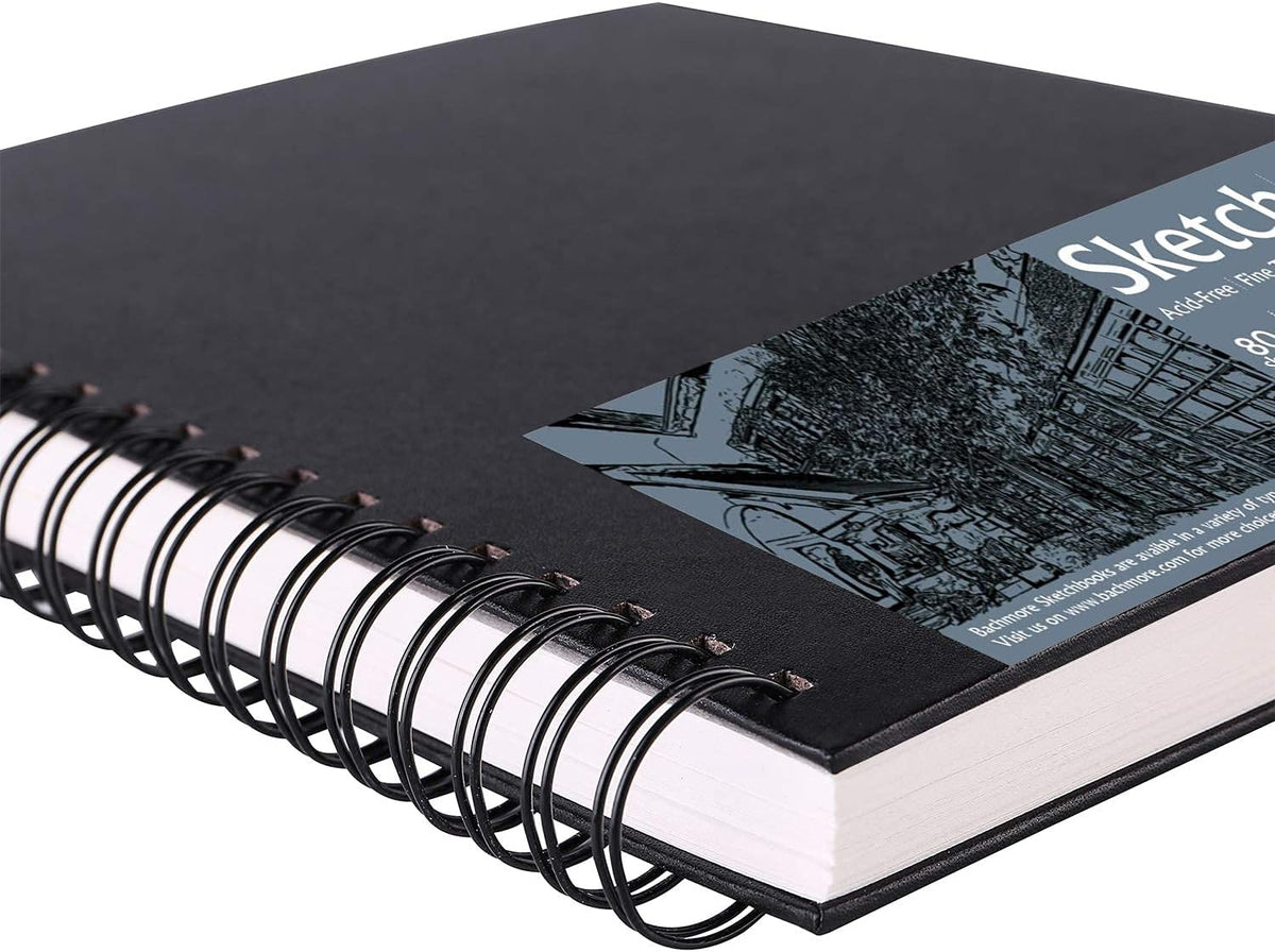 Bachmore 8.5"x11" Hardbound Sketchbook, Left Spiral Sketch Pad with Hardcover, Perforated and Durable Acid Free Drawing Paper, Ideal Art for Kids & Adults, Artist Pro & Amateurs
