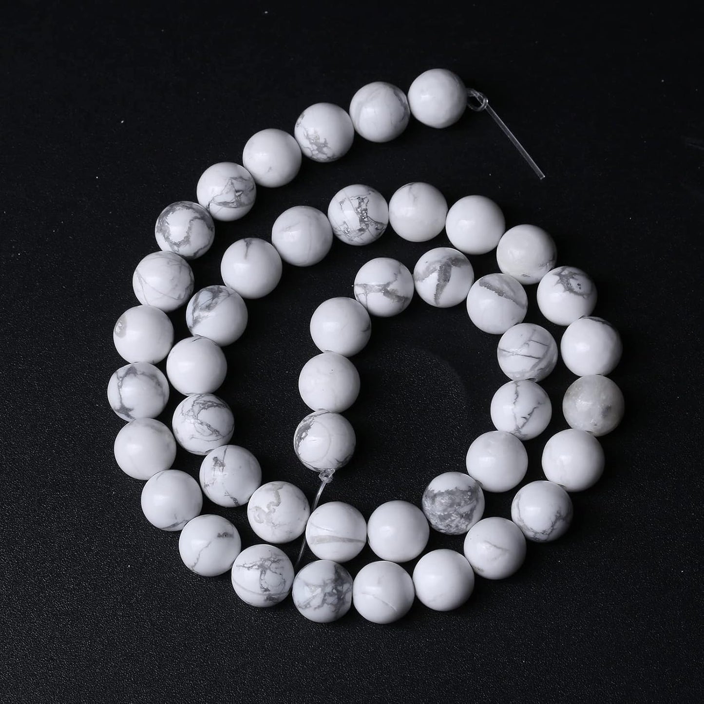 45pcs 8mm AAA Natural Stone Beads White Howlite Turquoises Round Loose Beads for Jewelry Making DIY Bracelet (White Howlite Turquoises, 8mm)