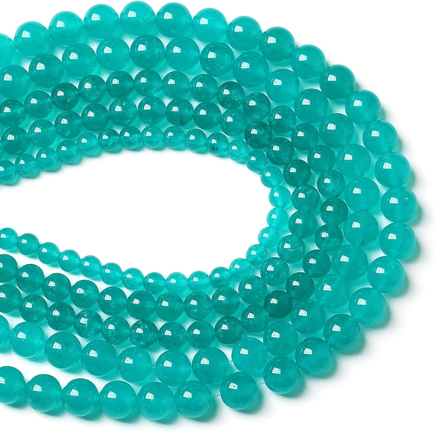 61PCS 6mm Natural Stone Beads Blue Amazonite Jade Stone Round Loose Beads for Jewelry Making DIY Bracelet Necklace 15 Inch