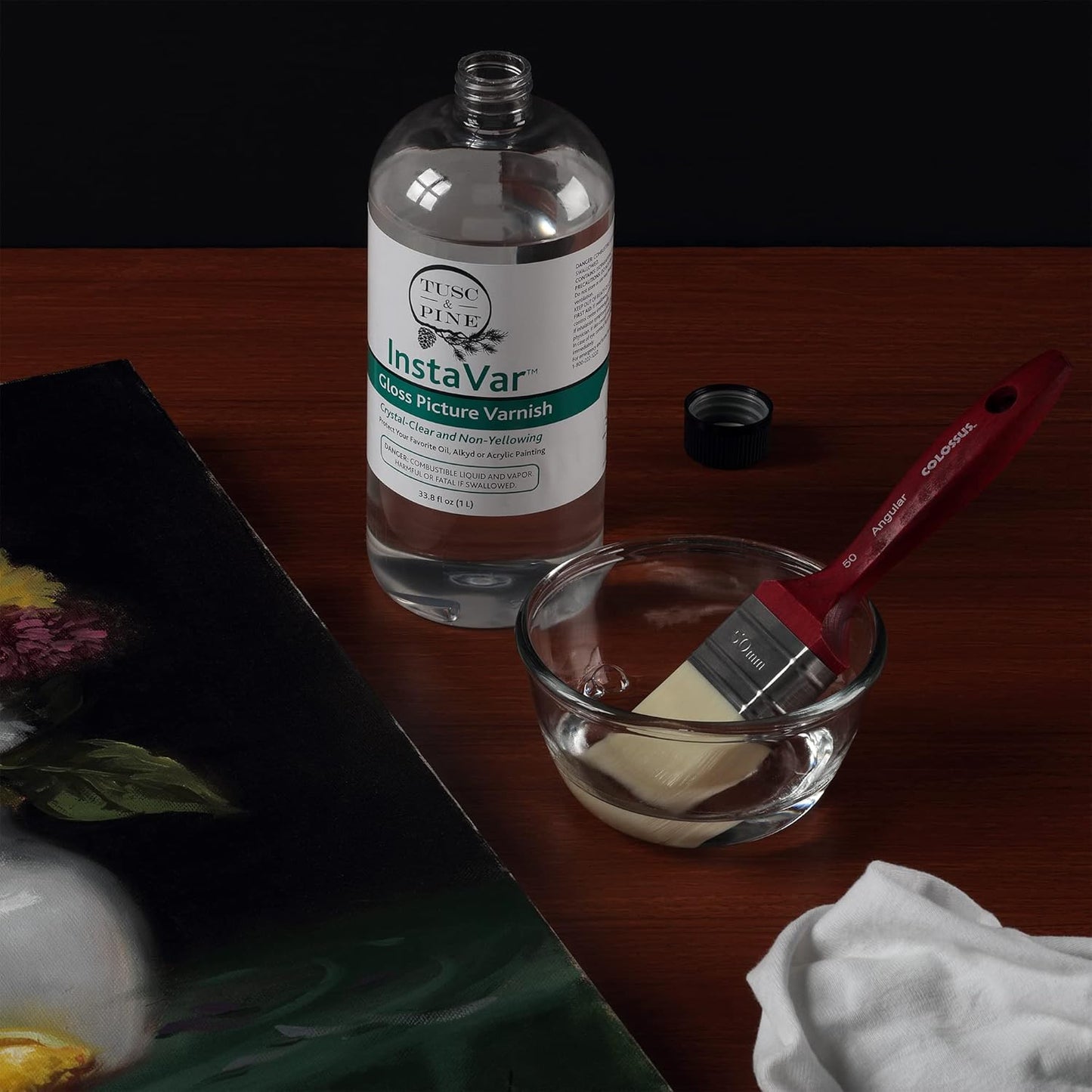 Tusc & Pine InstaVar™ Gloss Picture Varnish - Archival Quality Varnish for Oil, Alkyd, and Acrylic Artists - 16.9oz Bottle - 2 Pack